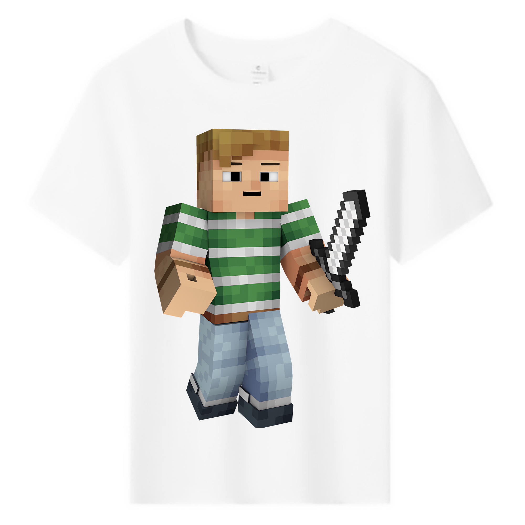 （画像用） マインクラフト ブロックの世界 Minecraft MC Block world 綿100％キッズTシャツ（フロントプリント）