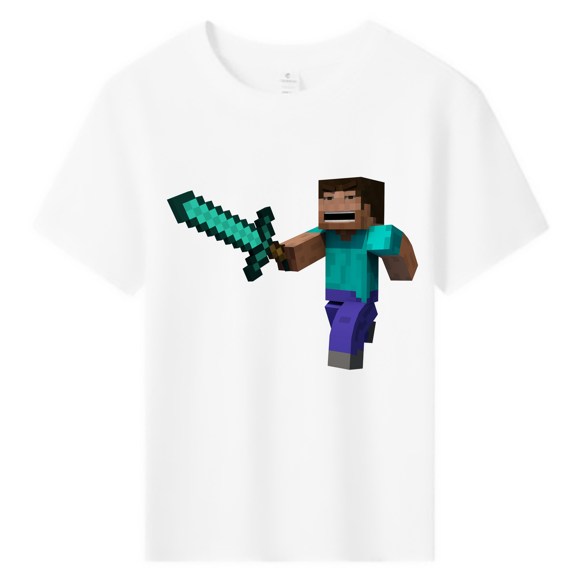 （画像用） マインクラフト ブロックの世界 Minecraft MC Block world 綿100％キッズTシャツ（フロントプリント）