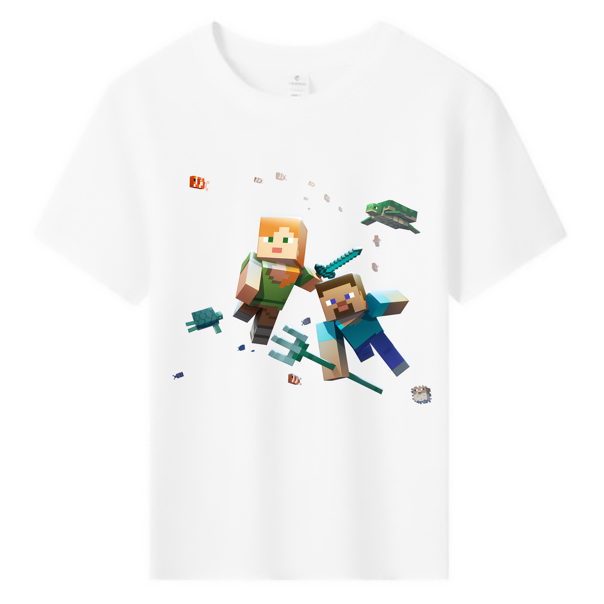 （画像用） マインクラフト ブロックの世界 Minecraft MC Block world 綿100％キッズTシャツ（フロントプリント）