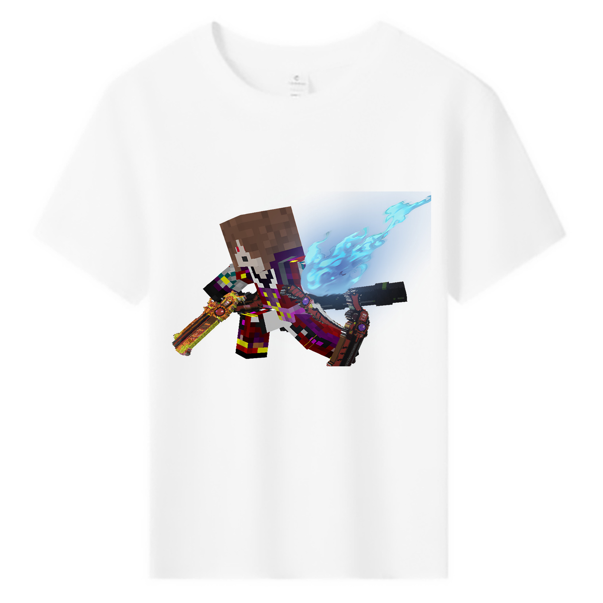 （画像用） マインクラフト ブロックの世界 Minecraft MC Block world 綿100％キッズTシャツ（フロントプリント）