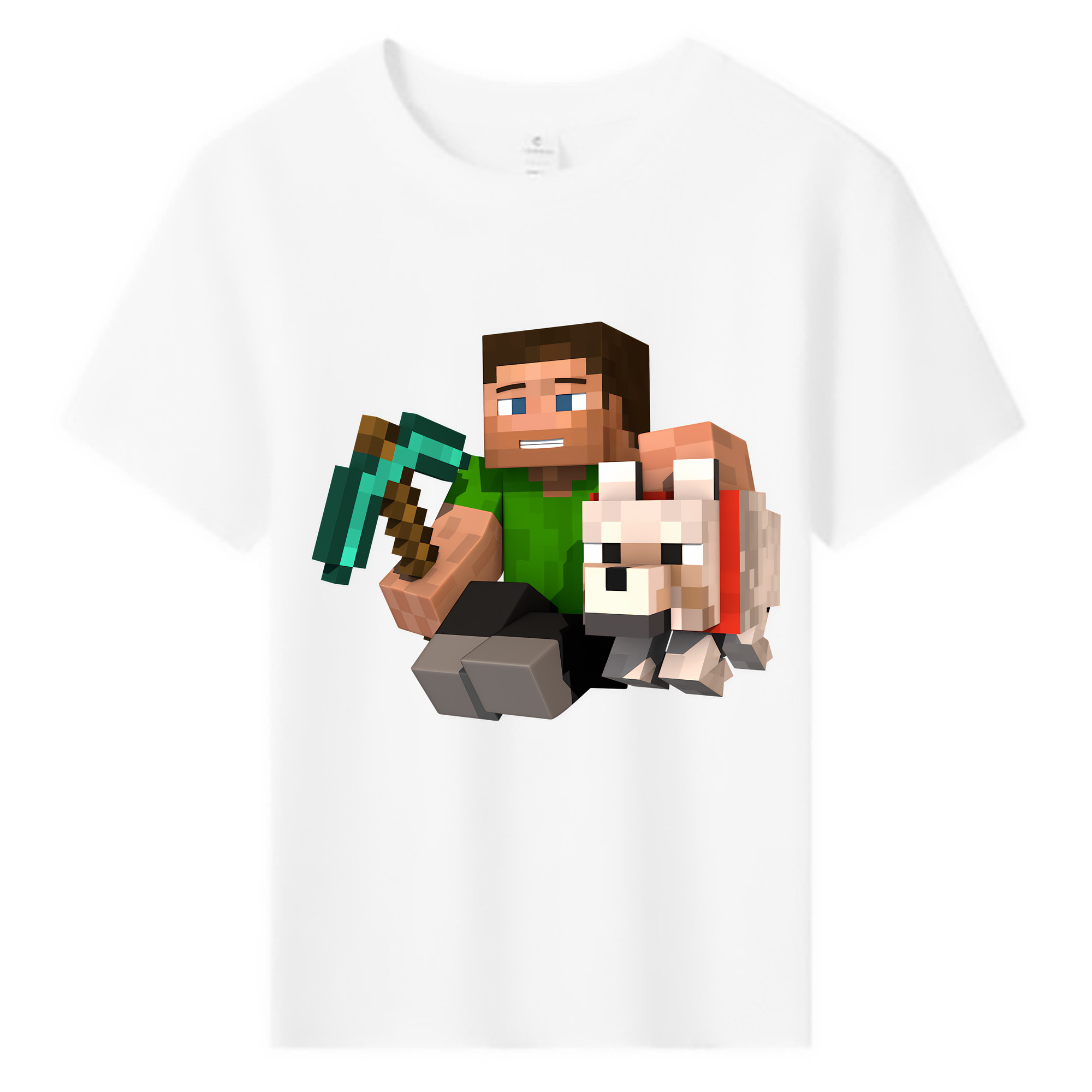 （画像用） マインクラフト ブロックの世界 Minecraft MC Block world 綿100％キッズTシャツ（フロントプリント）