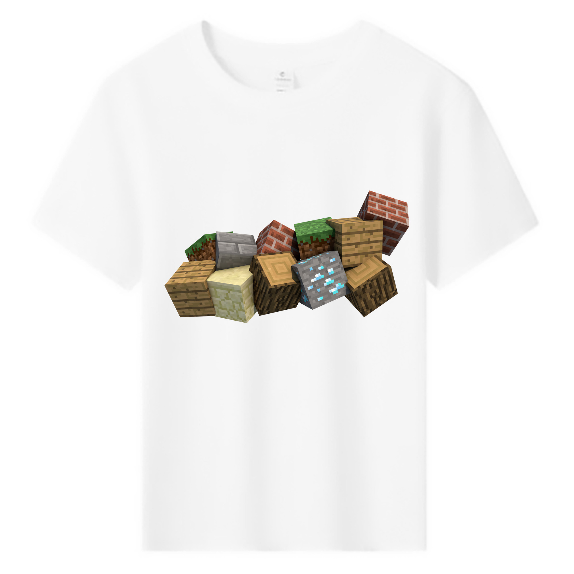 （画像用） マインクラフト ブロックの世界 Minecraft MC Block world 綿100％キッズTシャツ（フロントプリント）