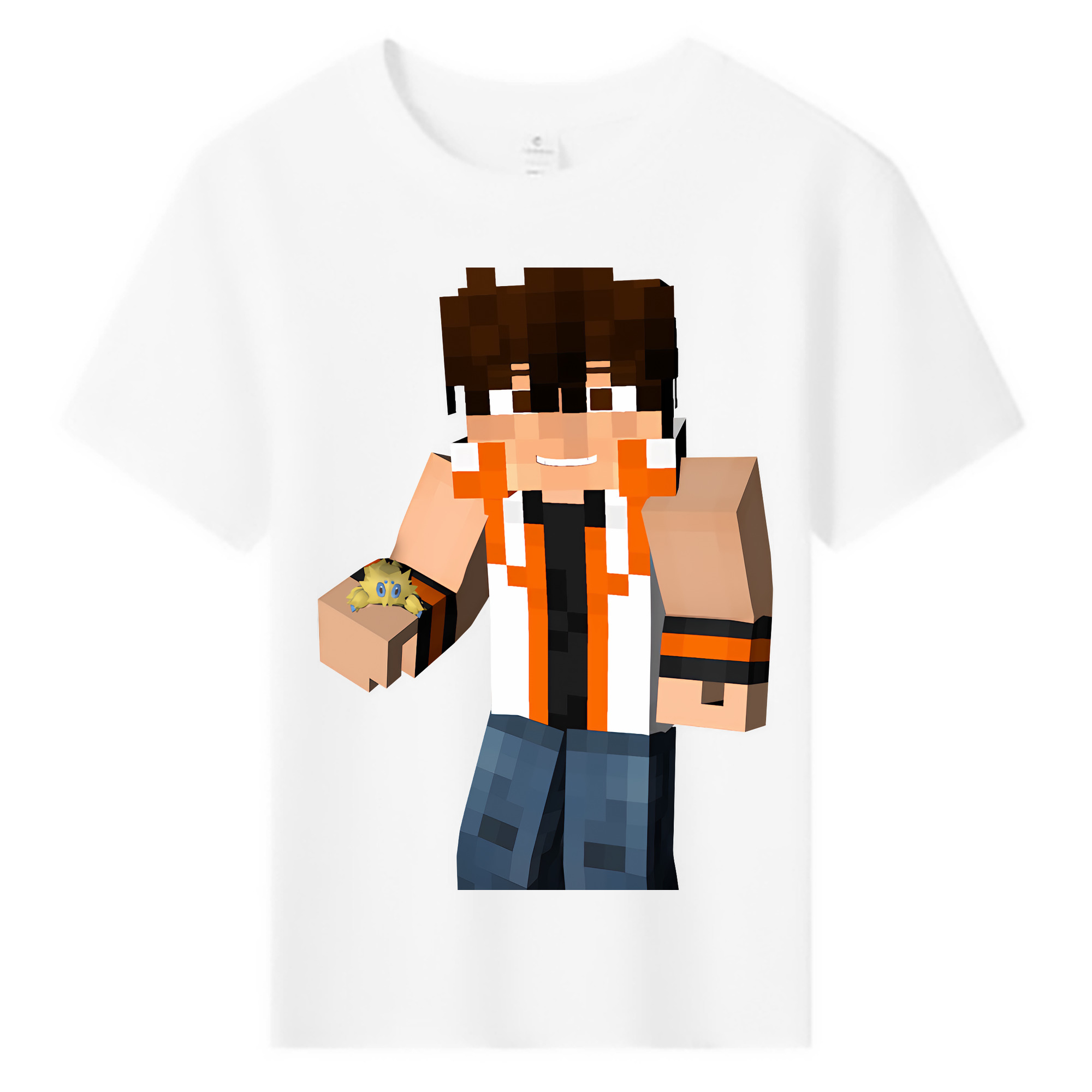 （画像用） マインクラフト ブロックの世界 Minecraft MC Block world 綿100％キッズTシャツ（フロントプリント）