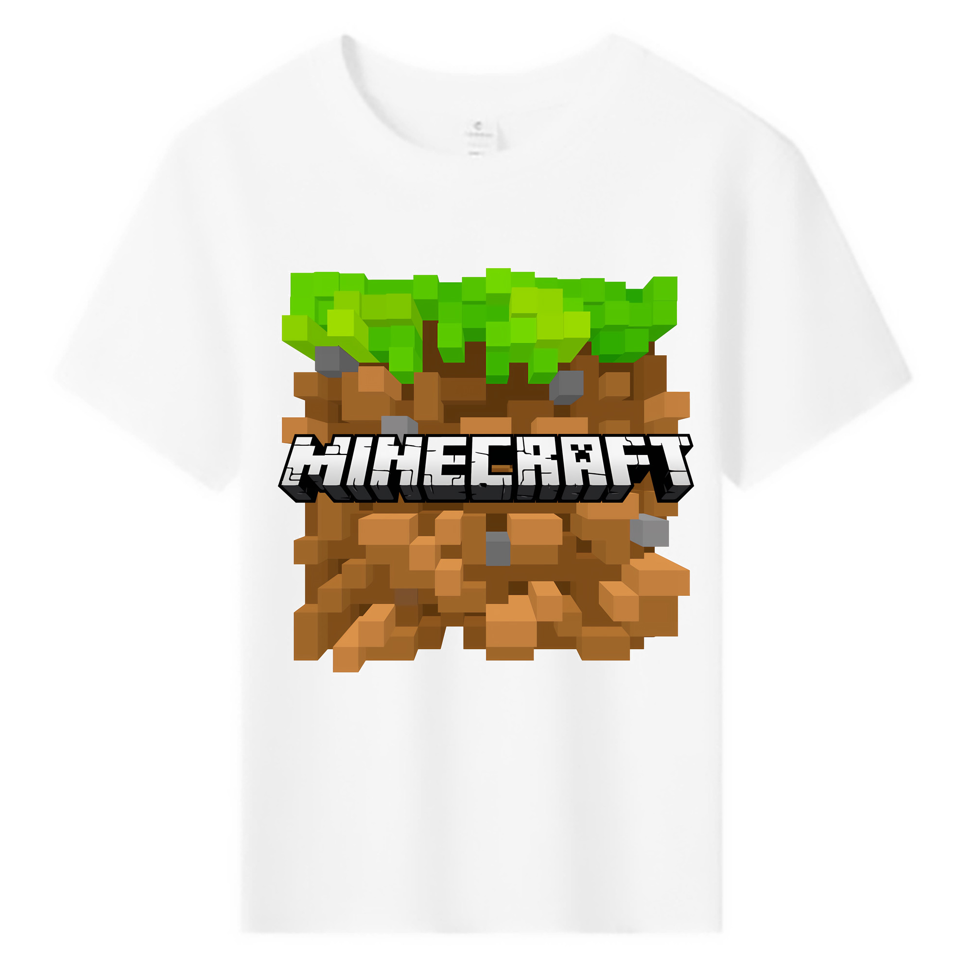 （画像用） マインクラフト ブロックの世界 Minecraft MC Block world 綿100％キッズTシャツ（フロントプリント）