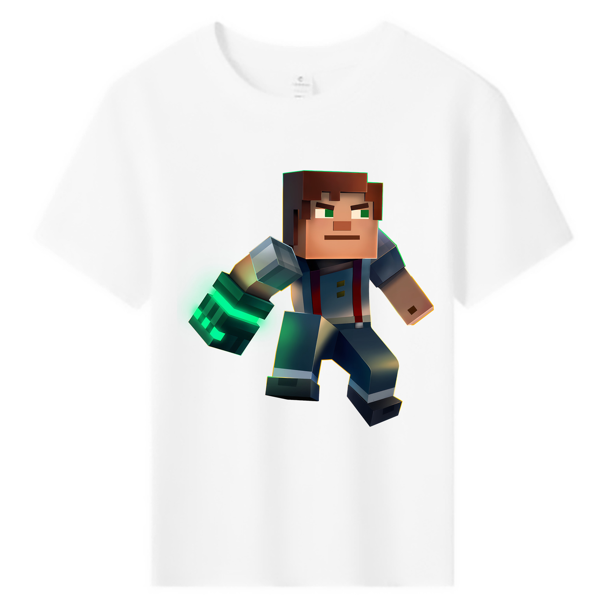 （画像用） マインクラフト ブロックの世界 Minecraft MC Block world 綿100％キッズTシャツ（フロントプリント）