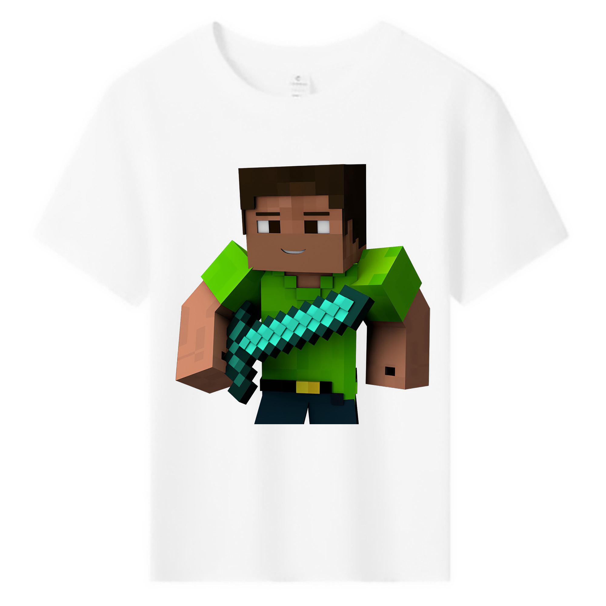 （画像用） マインクラフト ブロックの世界 Minecraft MC Block world 綿100％キッズTシャツ（フロントプリント）
