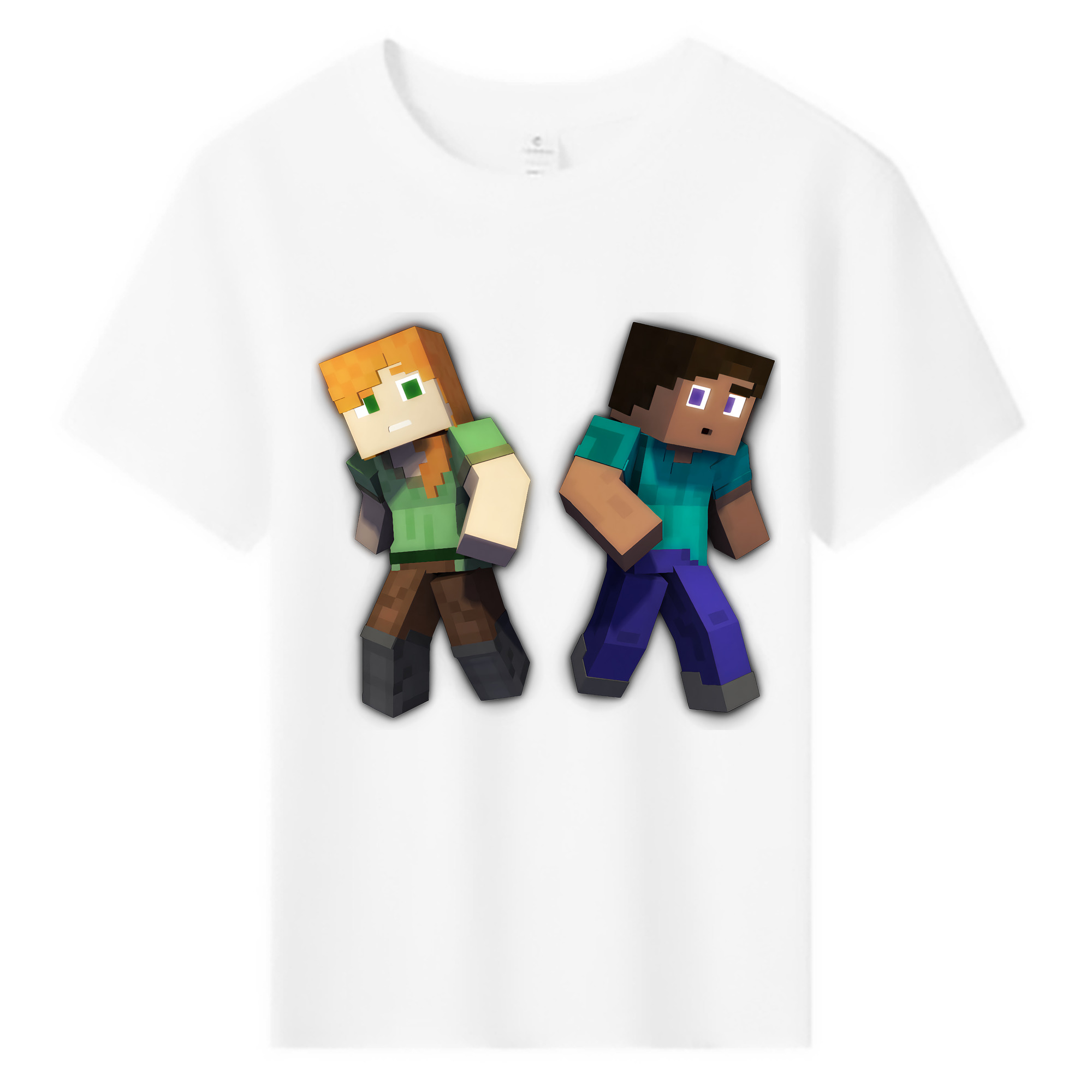 （画像用） マインクラフト ブロックの世界 Minecraft MC Block world 綿100％キッズTシャツ（フロントプリント）