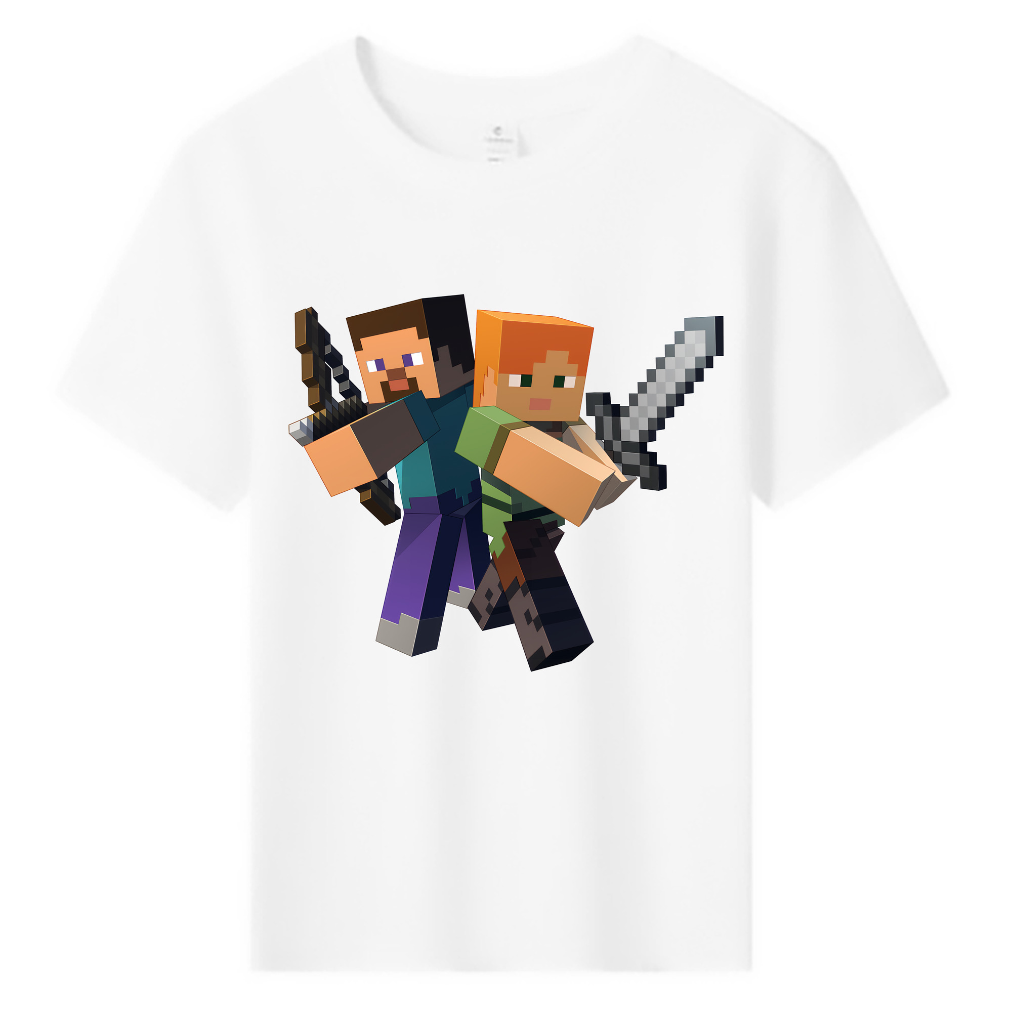 （画像用） マインクラフト ブロックの世界 Minecraft MC Block world 綿100％キッズTシャツ（フロントプリント）