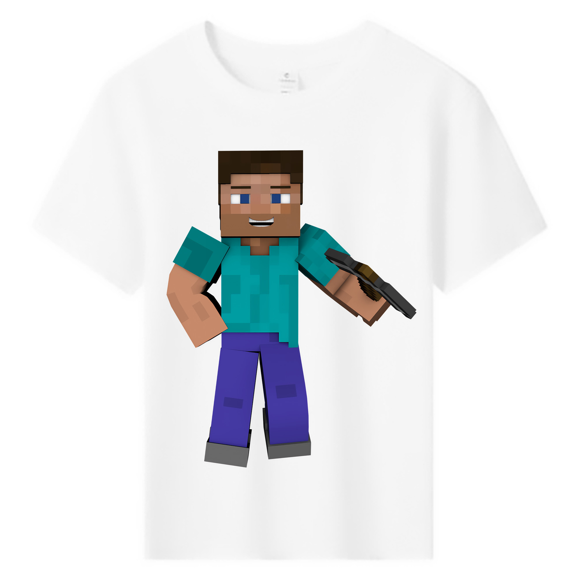 （画像用） マインクラフト ブロックの世界 Minecraft MC Block world 綿100％キッズTシャツ（フロントプリント）