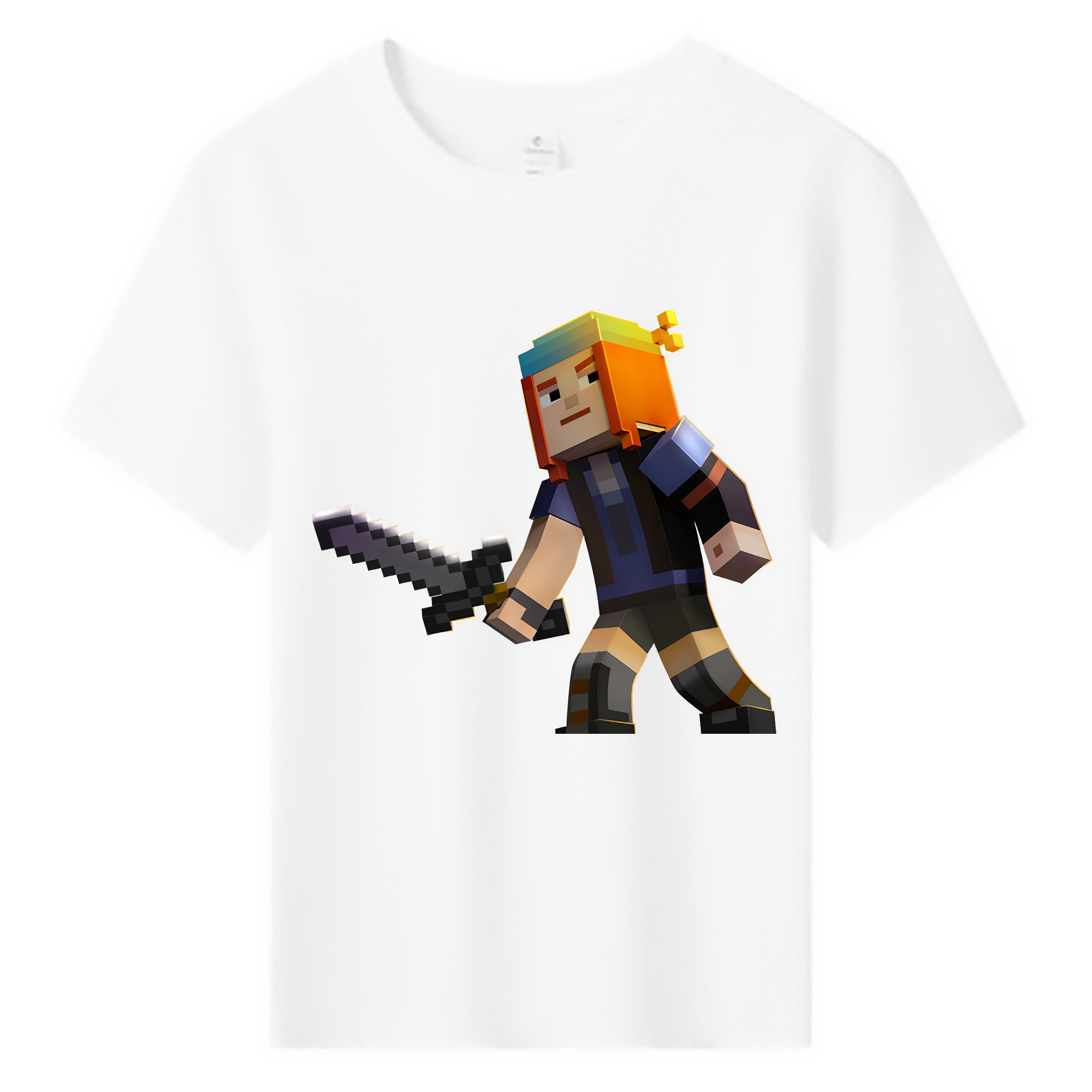 （画像用） マインクラフト ブロックの世界 Minecraft MC Block world 綿100％キッズTシャツ（フロントプリント）