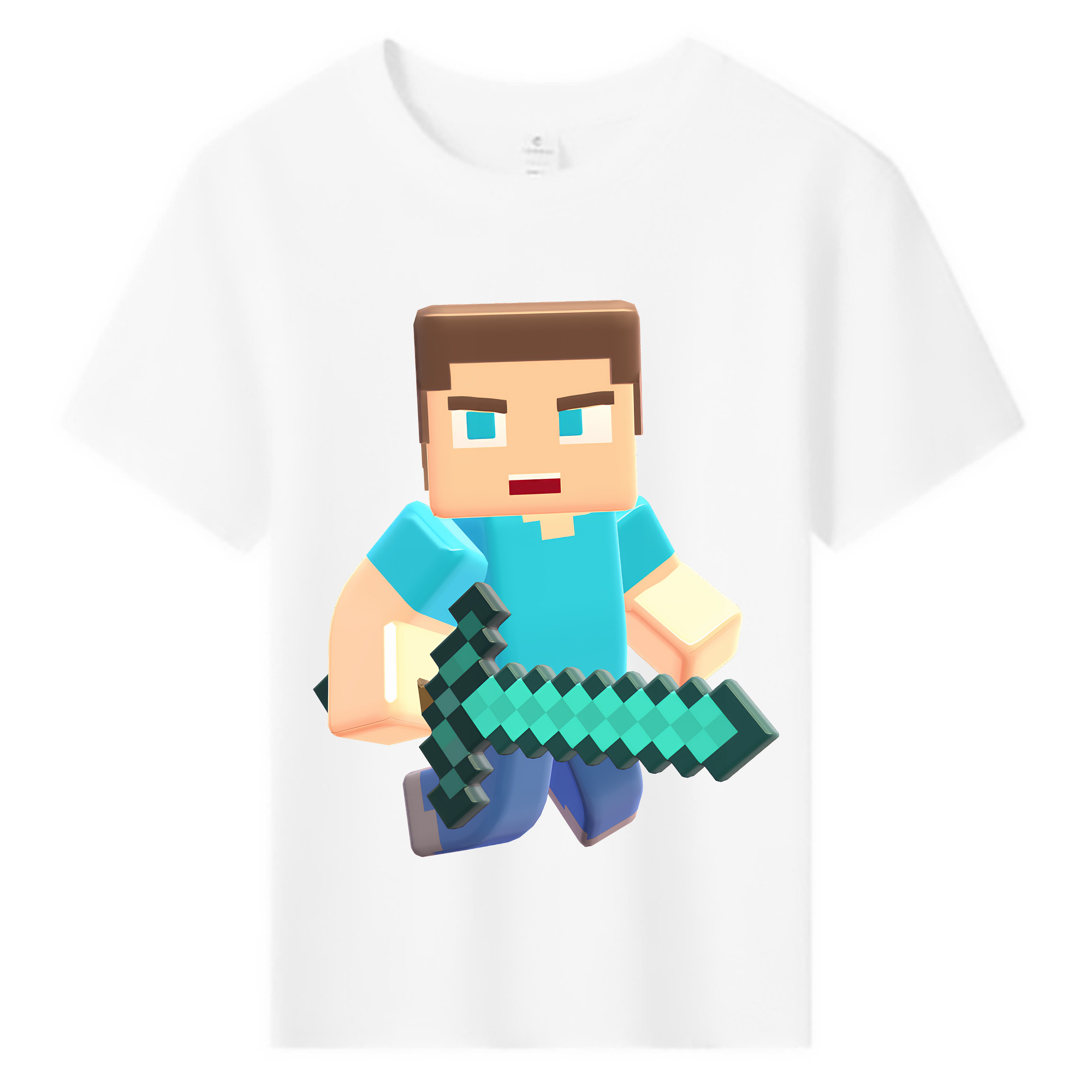 （画像用） マインクラフト ブロックの世界 Minecraft MC Block world 綿100％キッズTシャツ（フロントプリント）