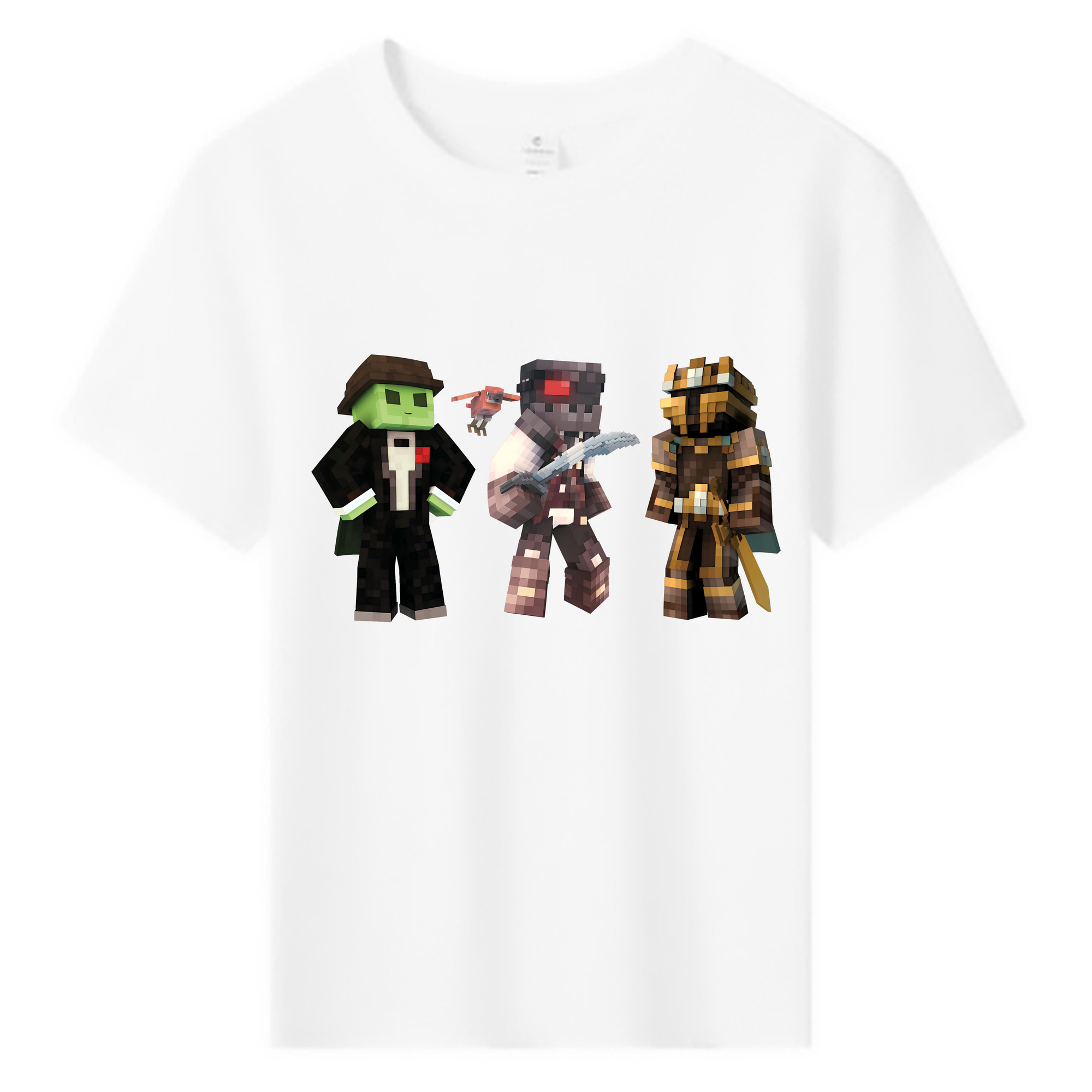 （画像用） マインクラフト ブロックの世界 Minecraft MC Block world 綿100％キッズTシャツ（フロントプリント）