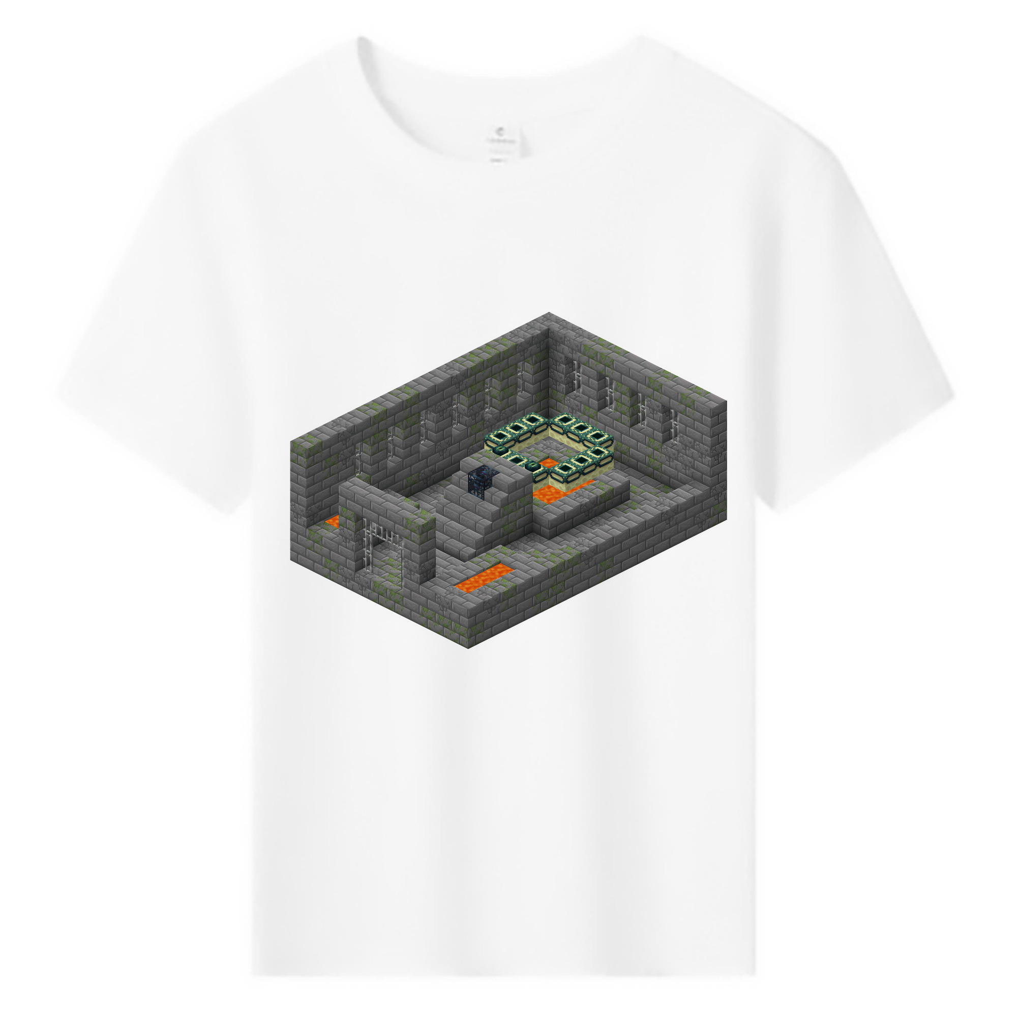 （画像用） マインクラフト ブロックの世界 Minecraft MC Block world 綿100％キッズTシャツ（フロントプリント）