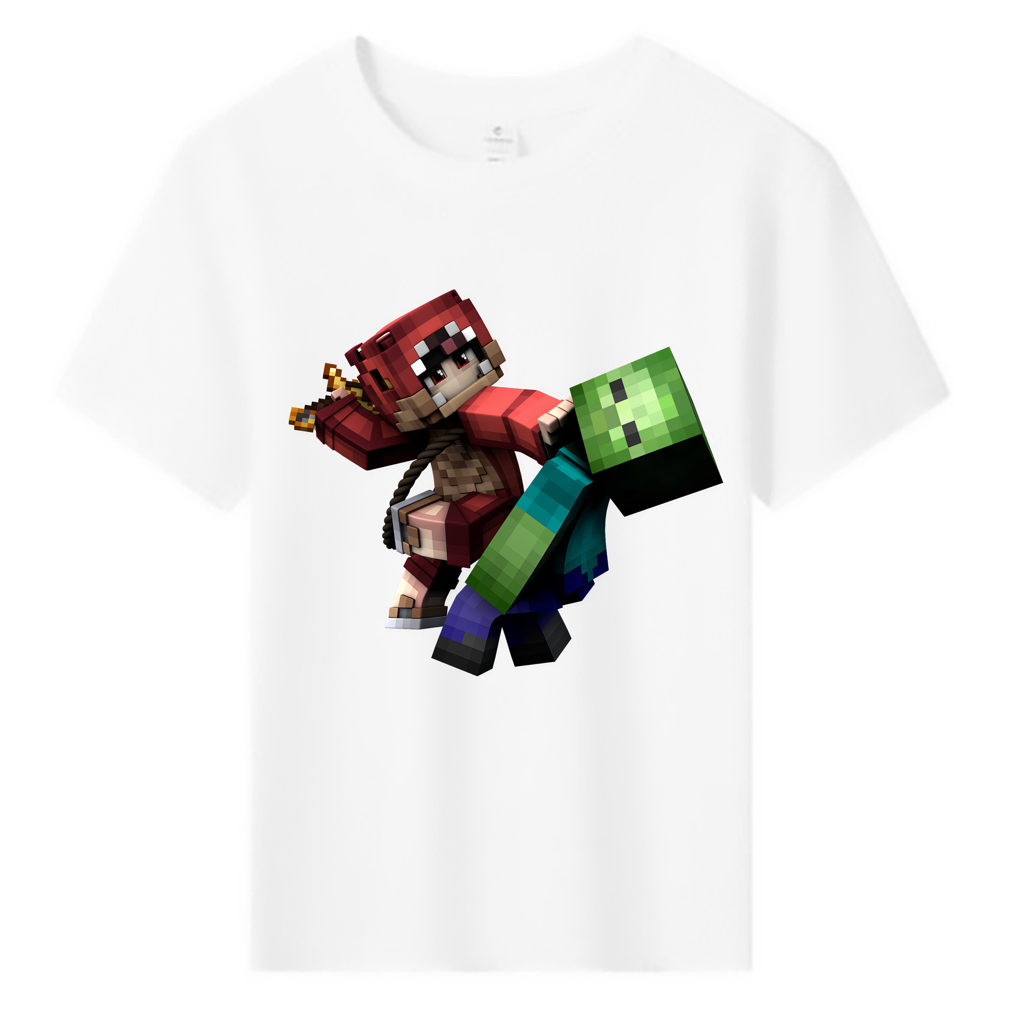 （画像用） マインクラフト ブロックの世界 Minecraft MC Block world 綿100％キッズTシャツ（フロントプリント）