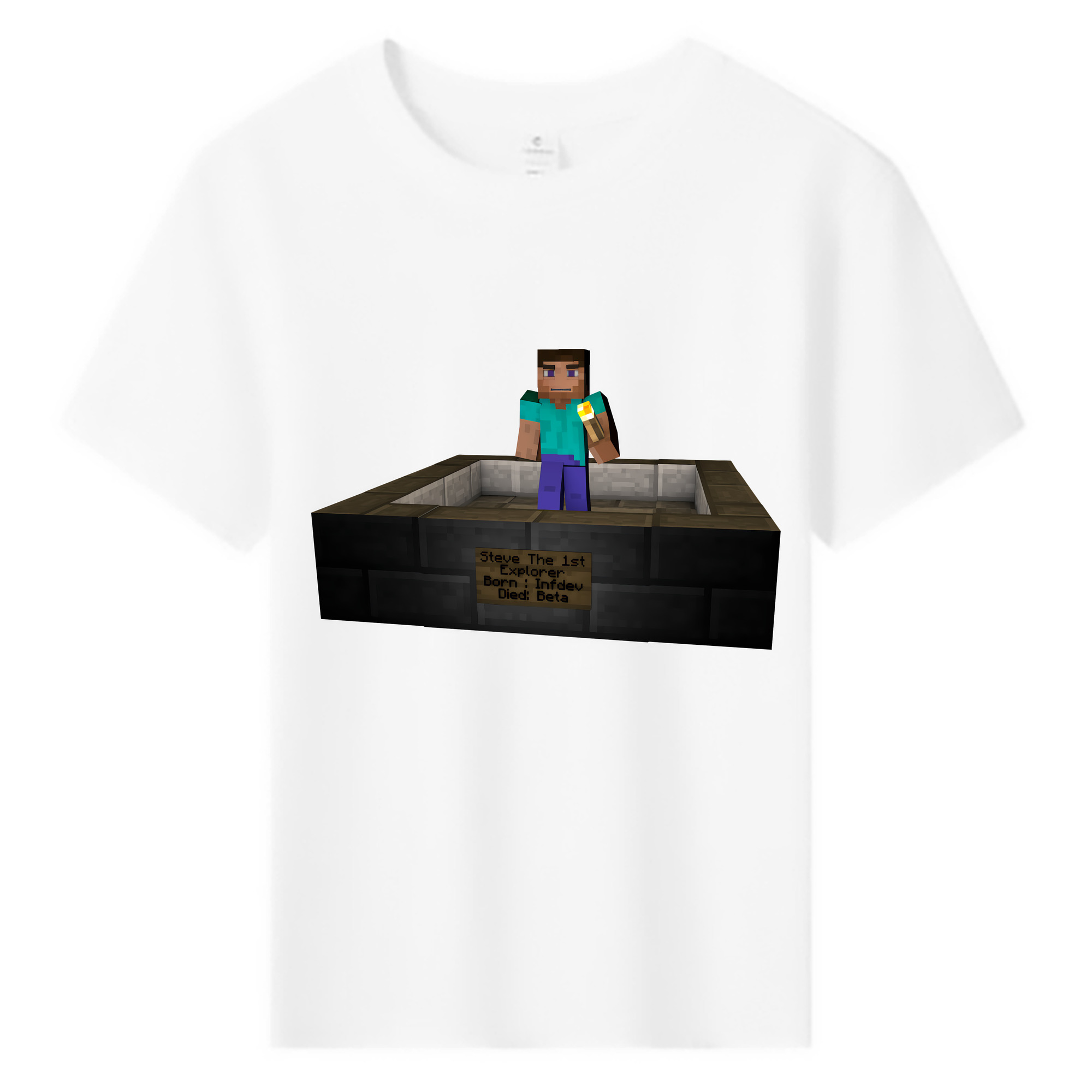 （画像用） マインクラフト ブロックの世界 Minecraft MC Block world 綿100％キッズTシャツ（フロントプリント）