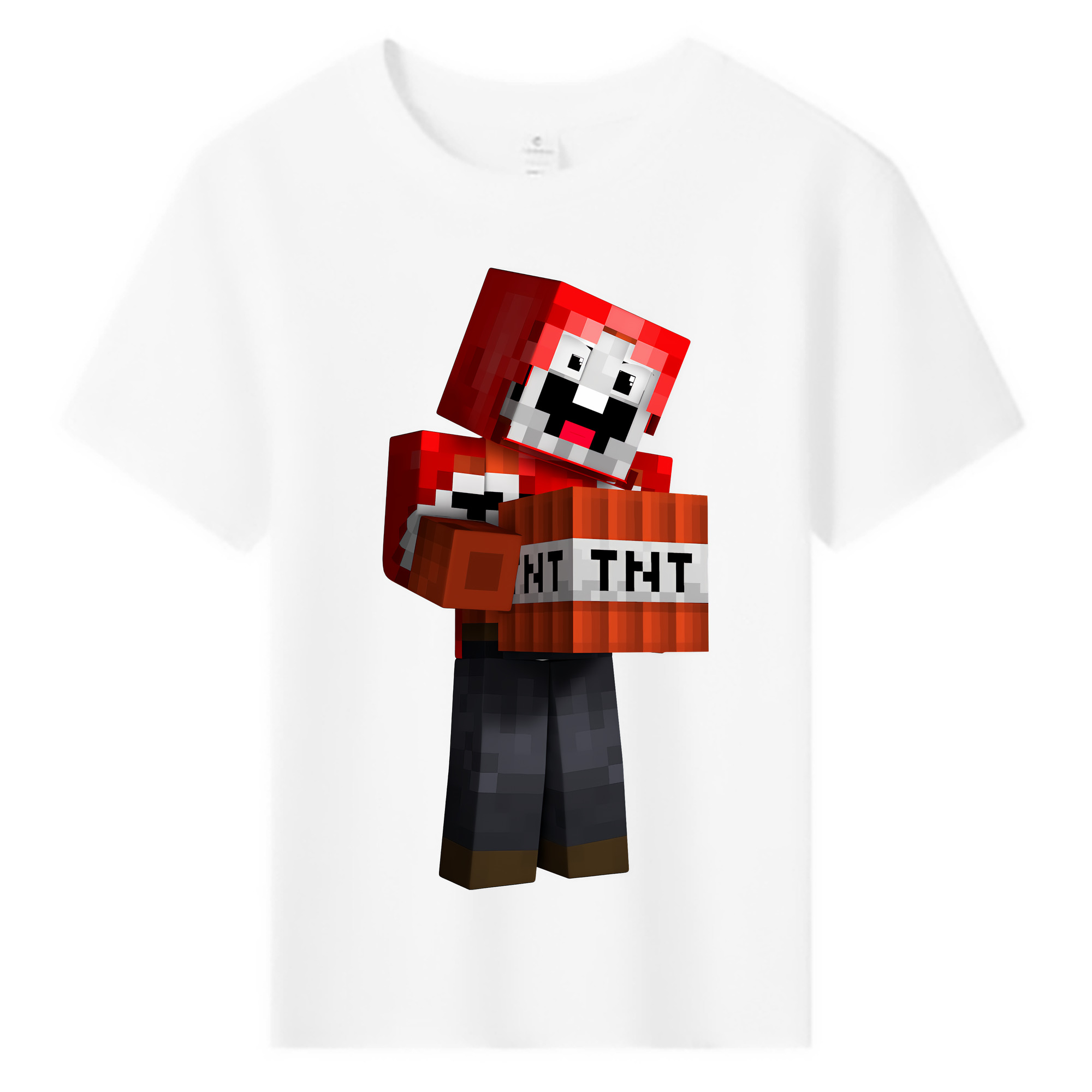 （画像用） マインクラフト ブロックの世界 Minecraft MC Block world 綿100％キッズTシャツ（フロントプリント）
