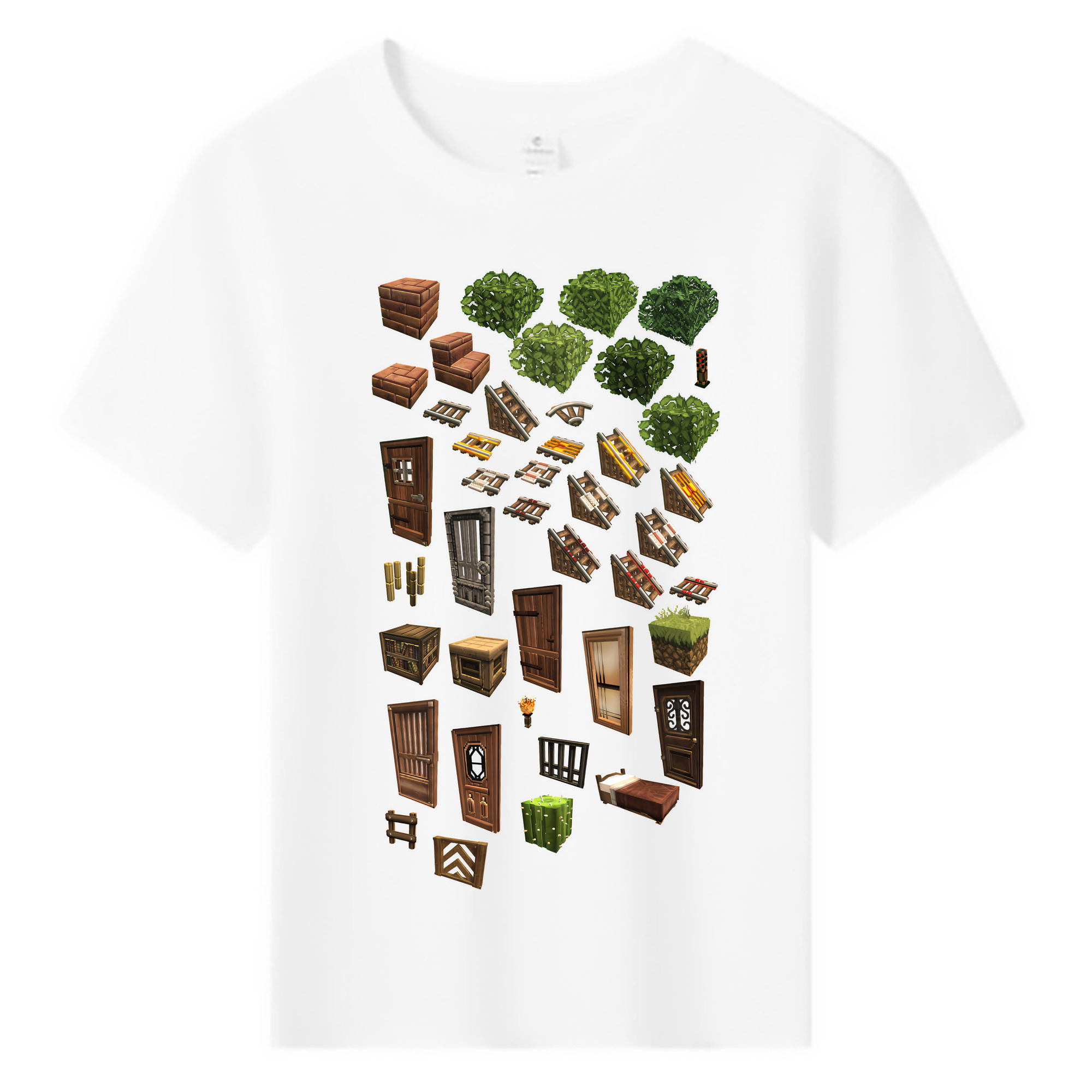 （画像用） マインクラフト ブロックの世界 Minecraft MC Block world 綿100％キッズTシャツ（フロントプリント）