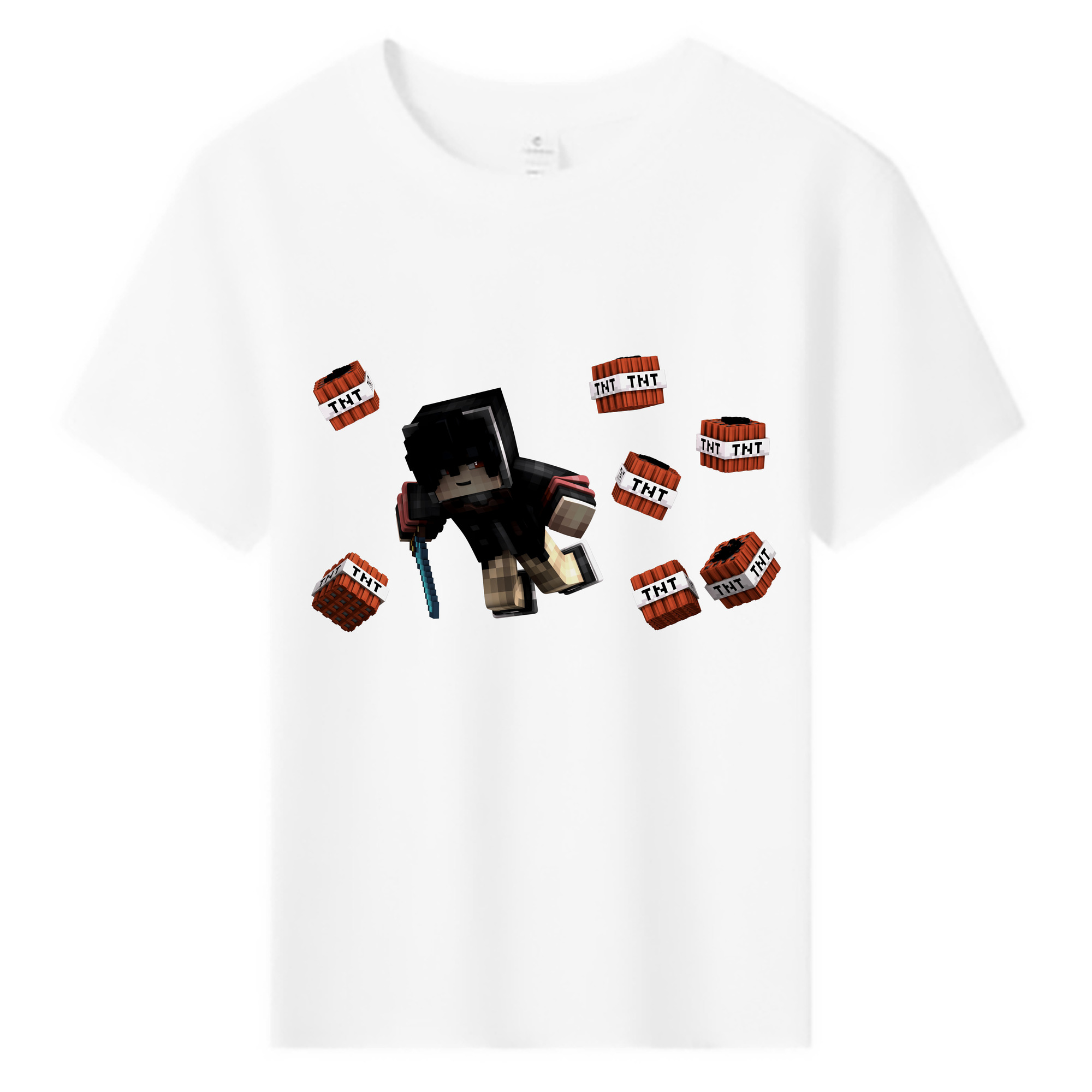 （画像用） マインクラフト ブロックの世界 Minecraft MC Block world 綿100％キッズTシャツ（フロントプリント）
