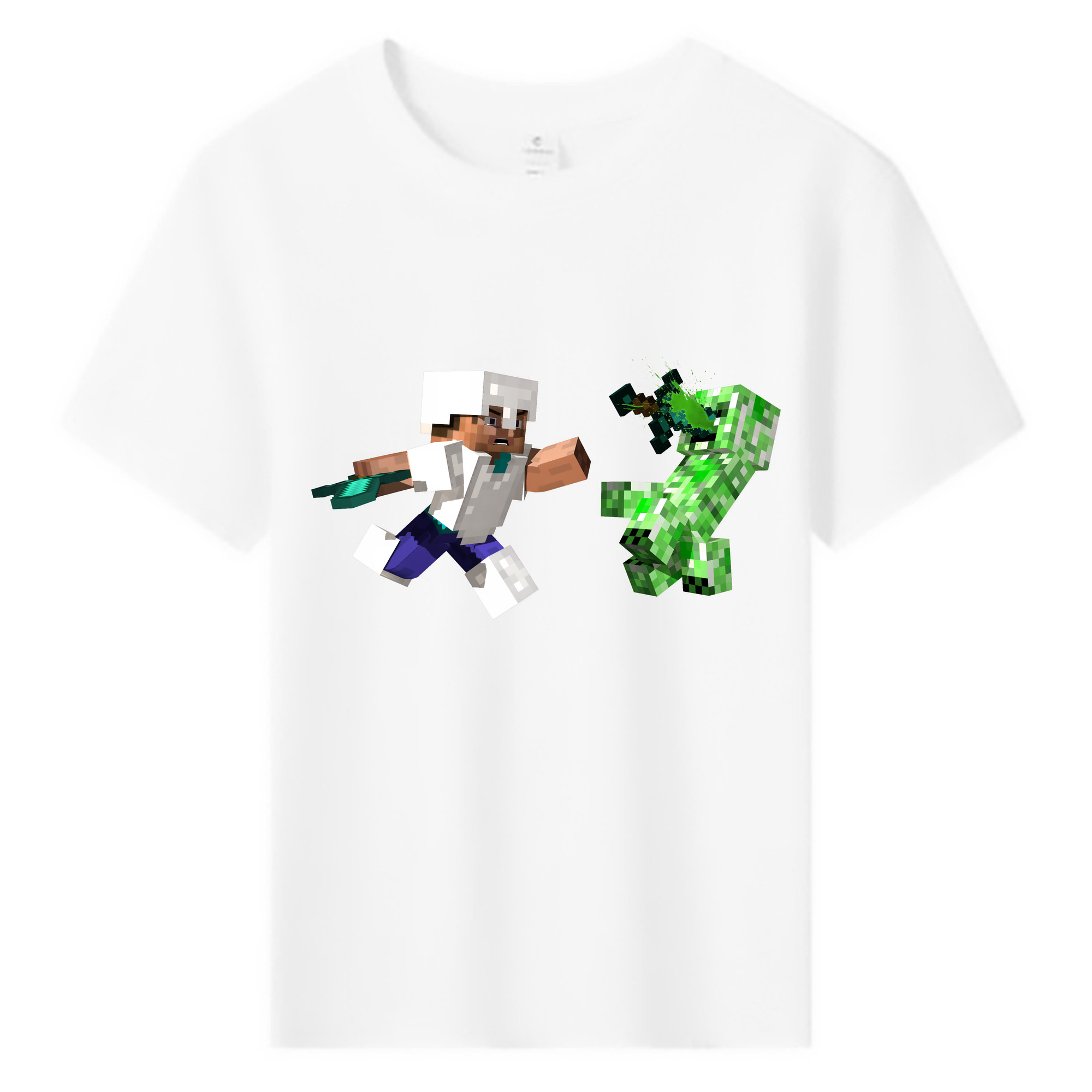 （画像用） マインクラフト ブロックの世界 Minecraft MC Block world 綿100％キッズTシャツ（フロントプリント）