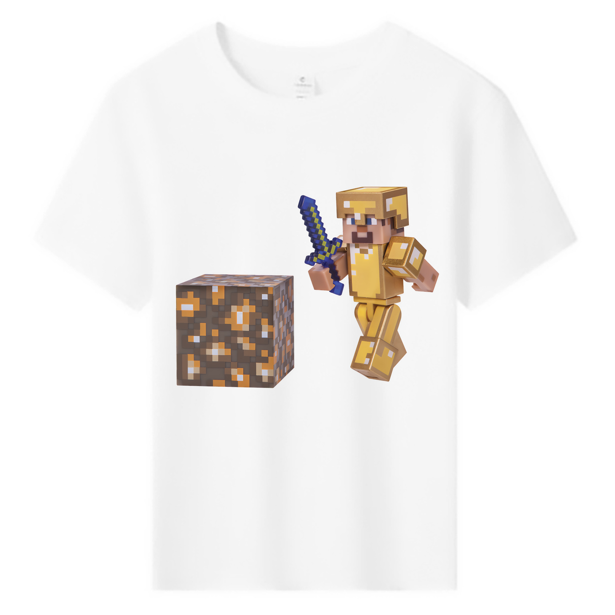 （画像用） マインクラフト ブロックの世界 Minecraft MC Block world 綿100％キッズTシャツ（フロントプリント）