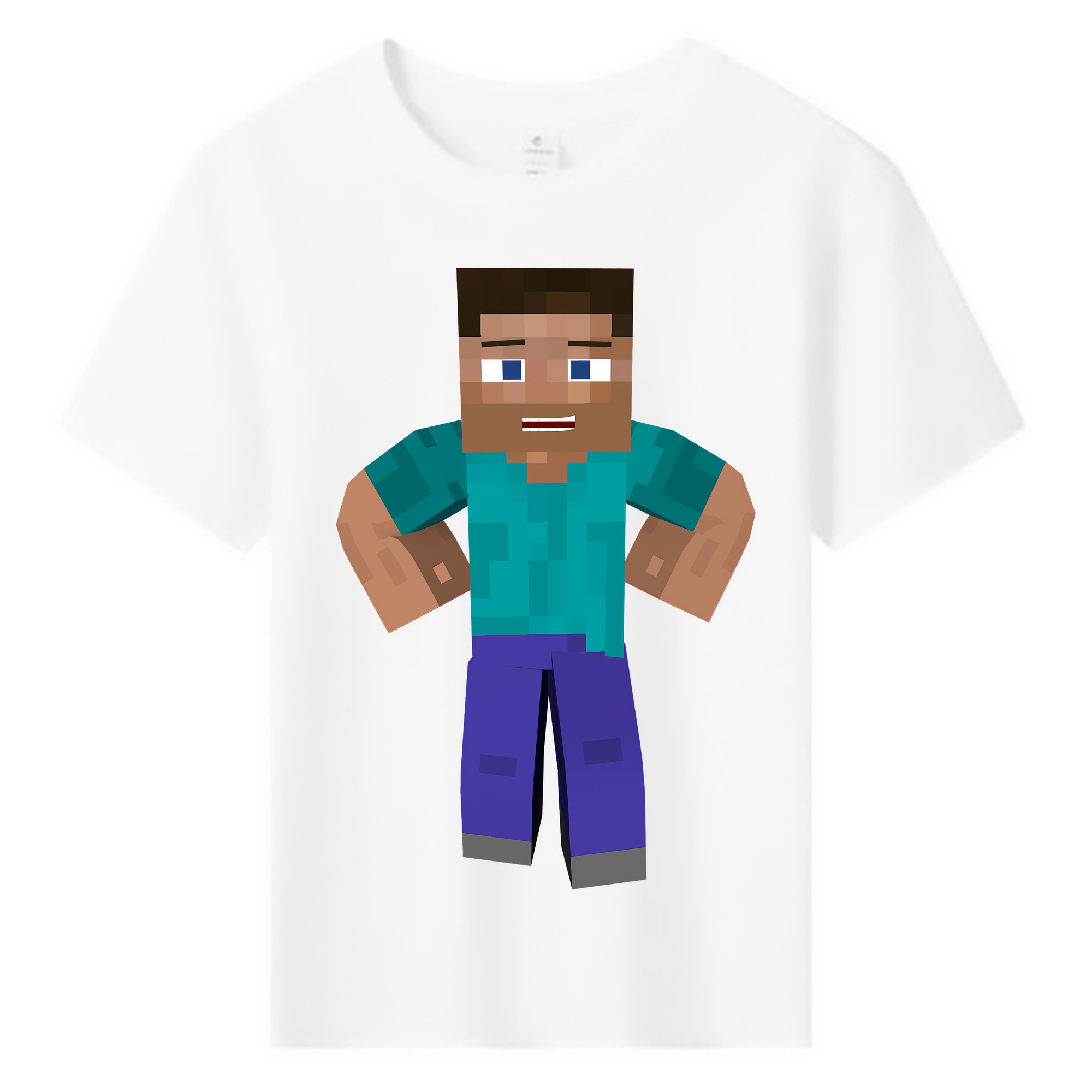 （画像用） マインクラフト ブロックの世界 Minecraft MC Block world 綿100％キッズTシャツ（フロントプリント）