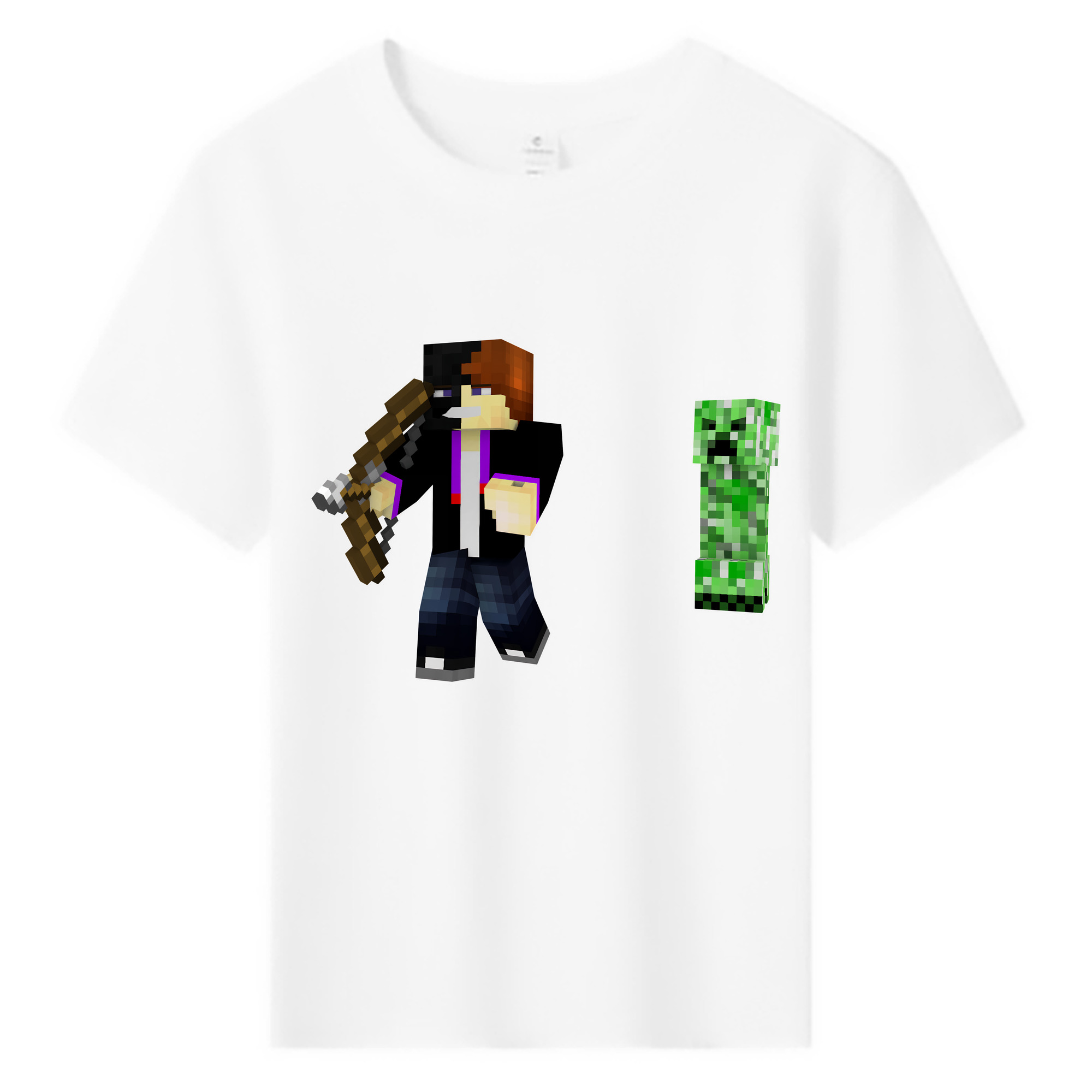 （画像用） マインクラフト ブロックの世界 Minecraft MC Block world 綿100％キッズTシャツ（フロントプリント）
