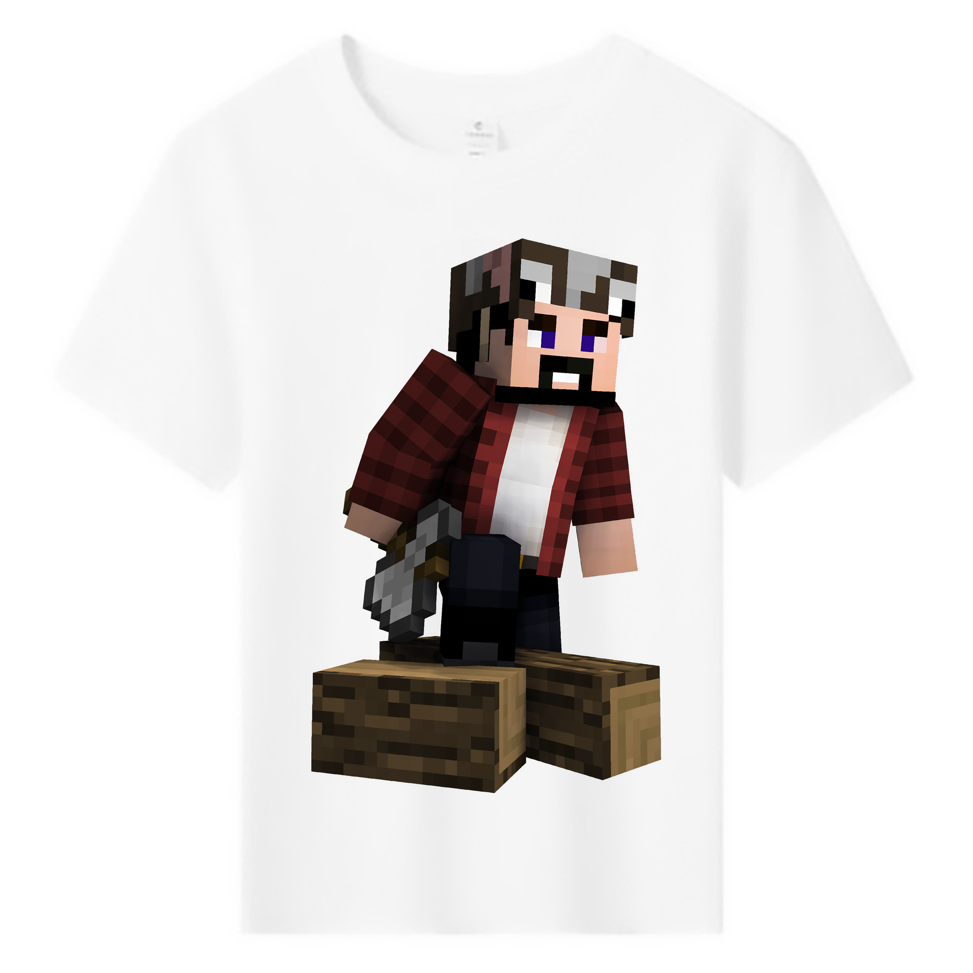 （画像用） マインクラフト ブロックの世界 Minecraft MC Block world 綿100％キッズTシャツ（フロントプリント）