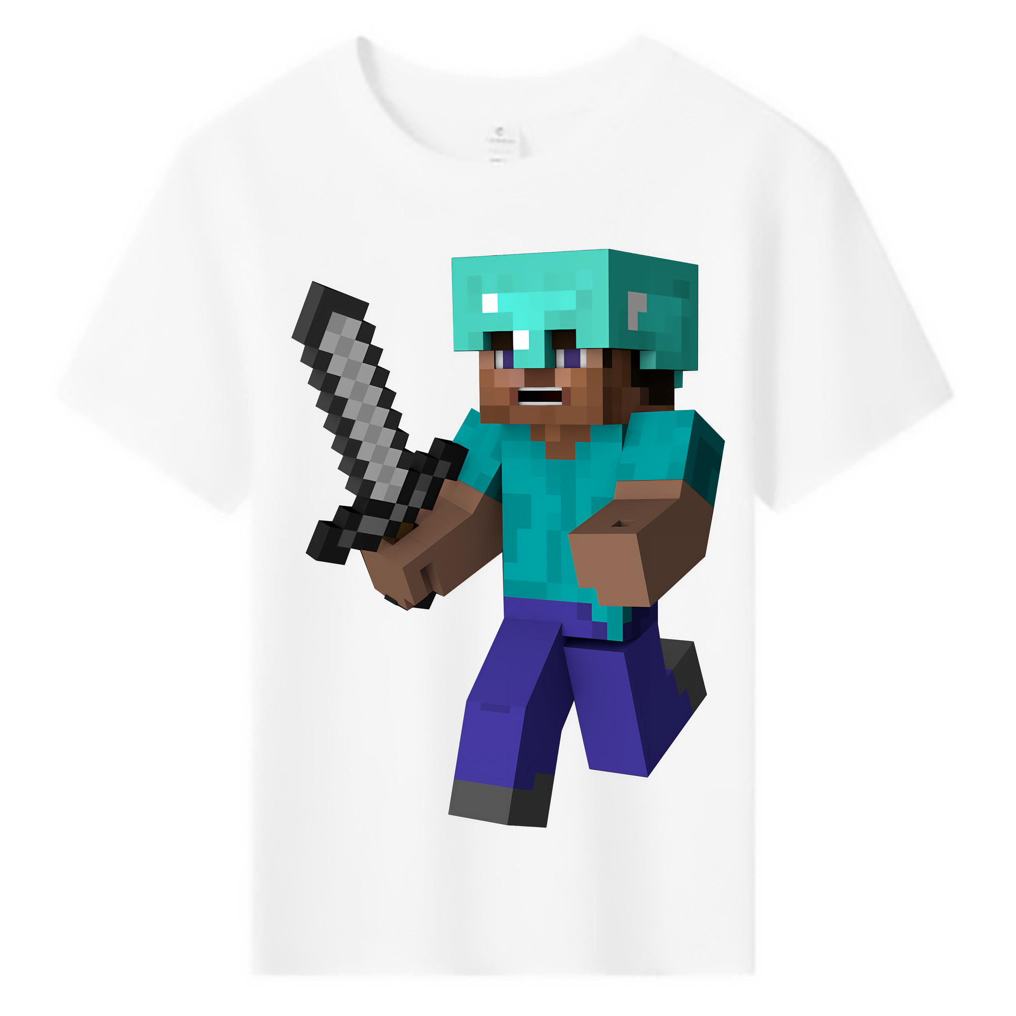 （画像用） マインクラフト ブロックの世界 Minecraft MC Block world 綿100％キッズTシャツ（フロントプリント）