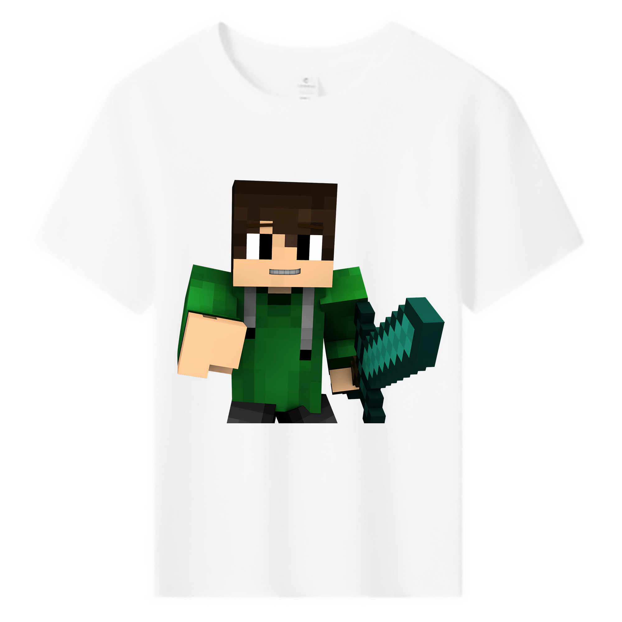 （画像用） マインクラフト ブロックの世界 Minecraft MC Block world 綿100％キッズTシャツ（フロントプリント）