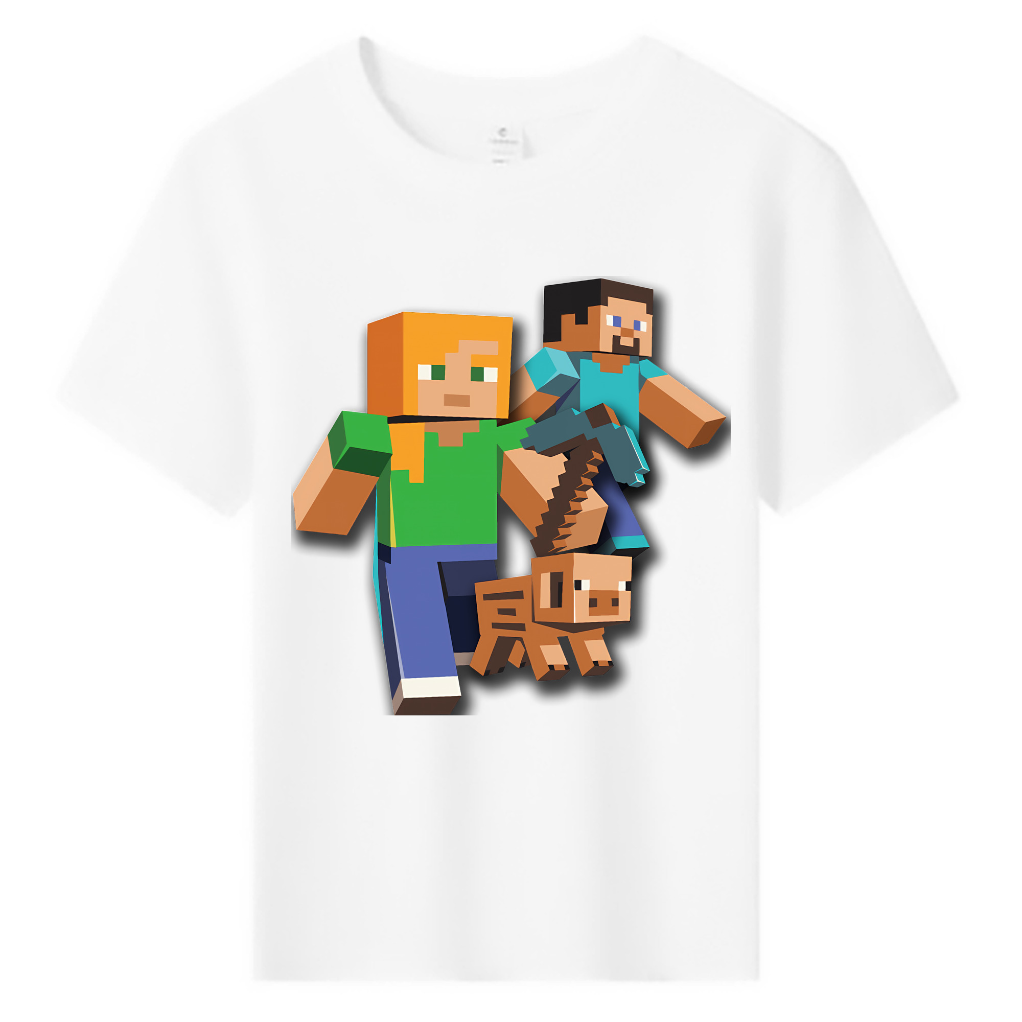（画像用） マインクラフト ブロックの世界 Minecraft MC Block world 綿100％キッズTシャツ（フロントプリント）