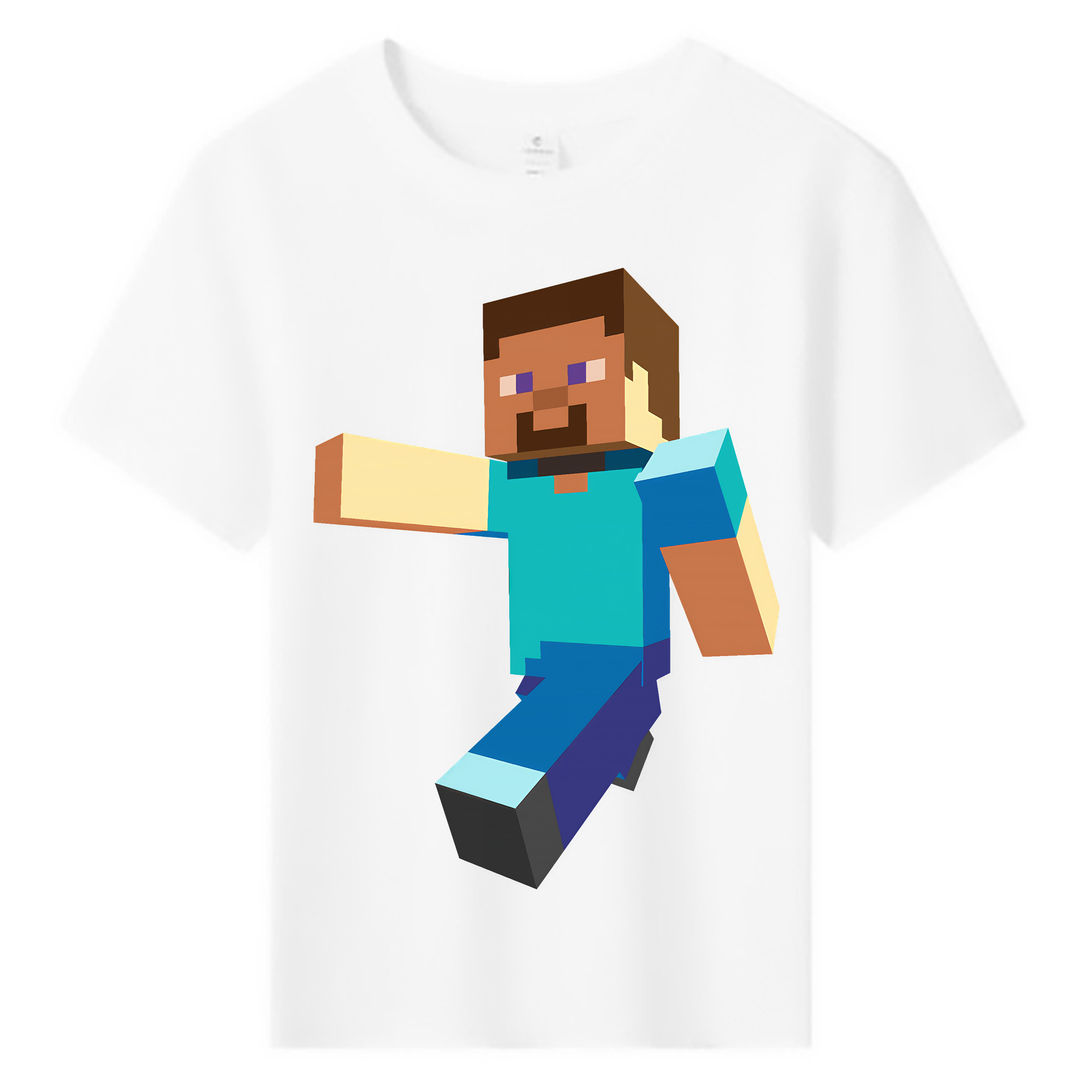 （画像用） マインクラフト ブロックの世界 Minecraft MC Block world 綿100％キッズTシャツ（フロントプリント）