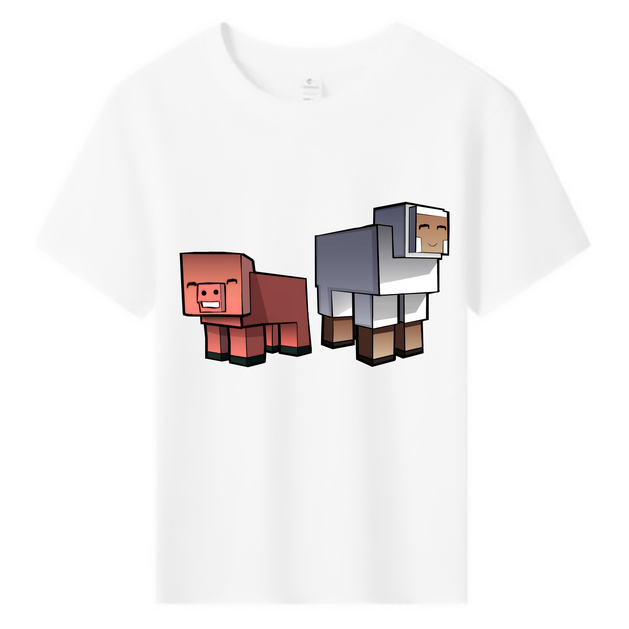 （画像用） マインクラフト ブロックの世界 Minecraft MC Block world 綿100％キッズTシャツ（フロントプリント）