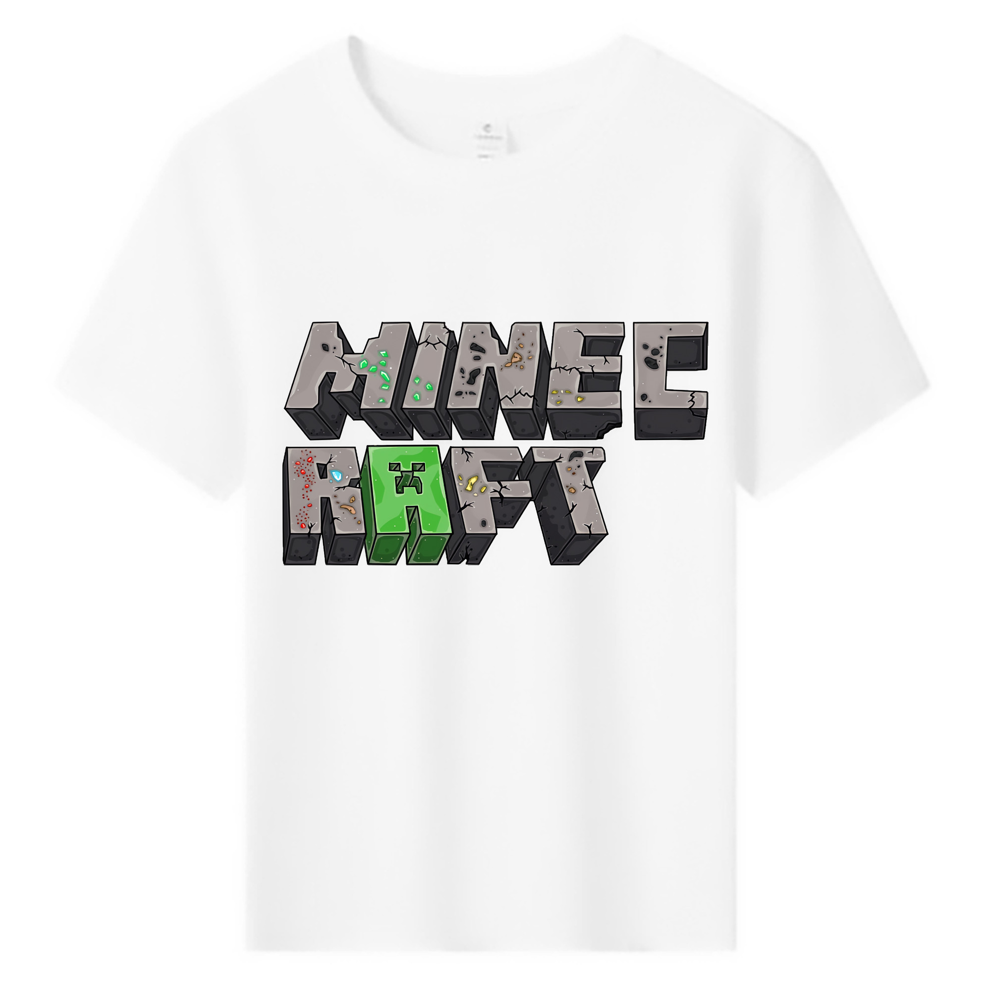 （画像用） マインクラフト ブロックの世界 Minecraft MC Block world 綿100％キッズTシャツ（フロントプリント）