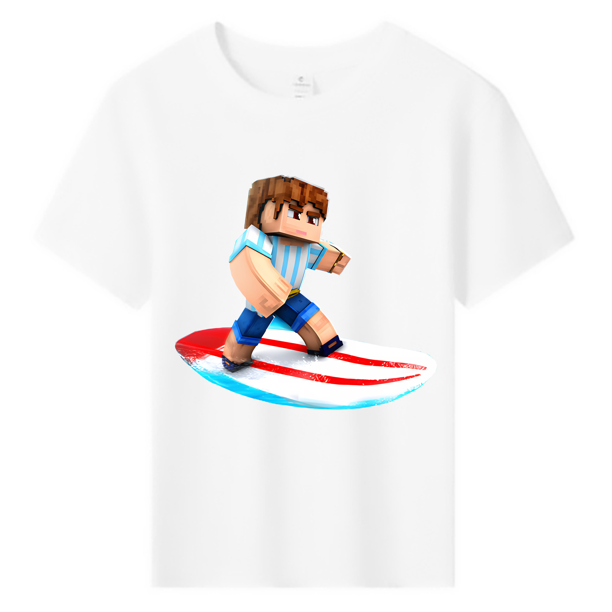 （画像用） マインクラフト ブロックの世界 Minecraft MC Block world 綿100％キッズTシャツ（フロントプリント）