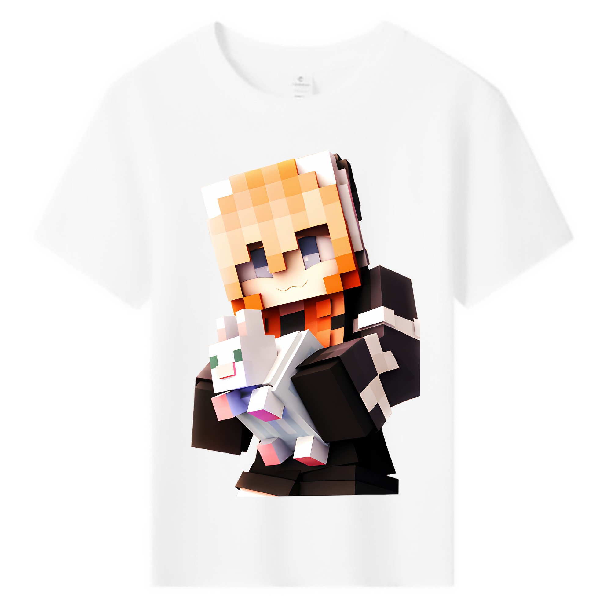 （画像用） マインクラフト ブロックの世界 Minecraft MC Block world 綿100％キッズTシャツ（フロントプリント）