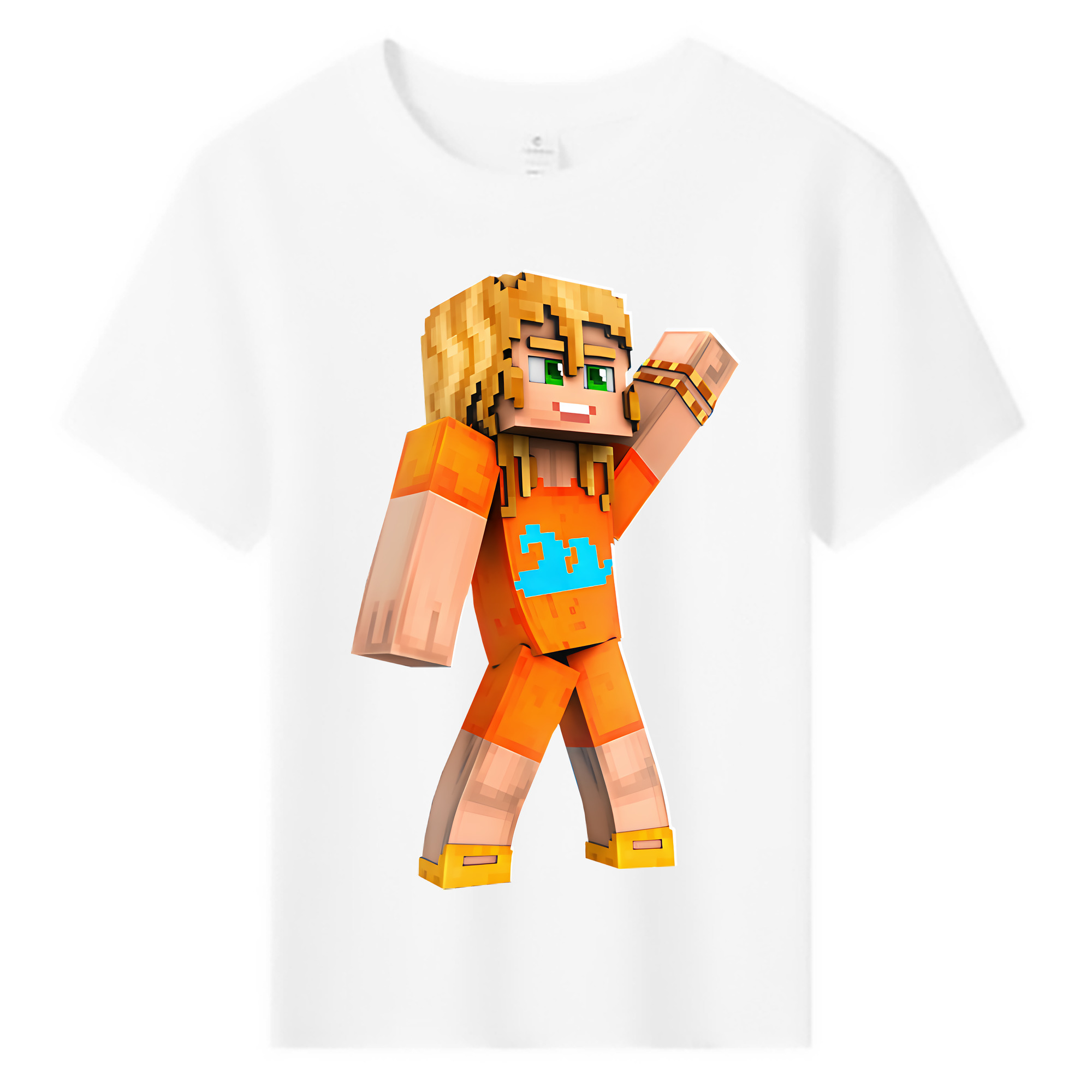 （画像用） マインクラフト ブロックの世界 Minecraft MC Block world 綿100％キッズTシャツ（フロントプリント）