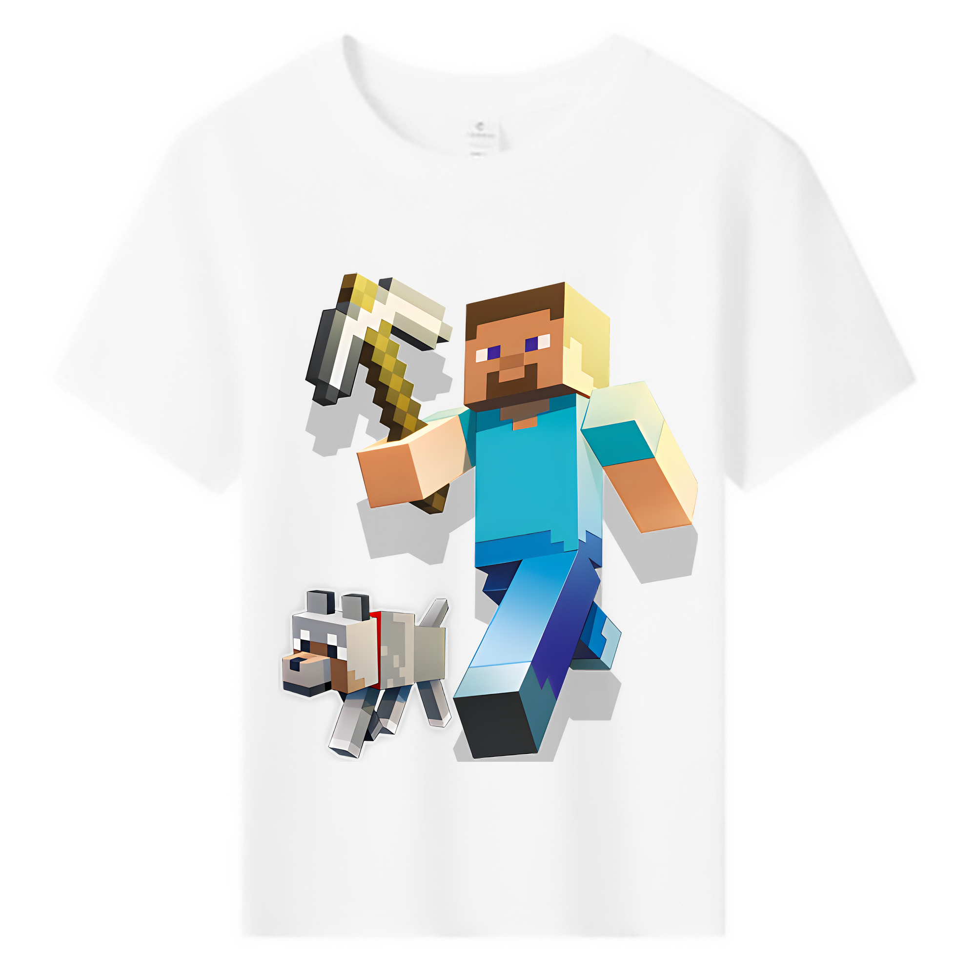 （画像用） マインクラフト ブロックの世界 Minecraft MC Block world 綿100％キッズTシャツ（フロントプリント）