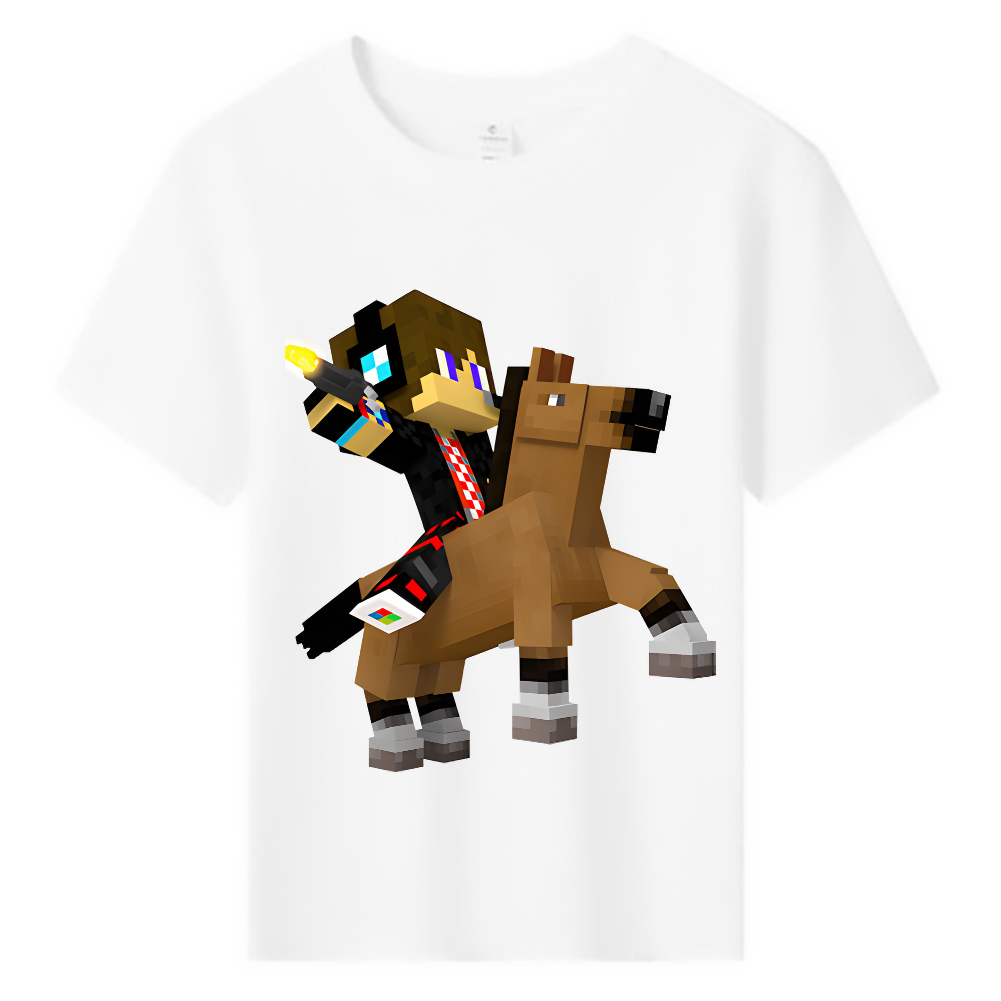 （画像用） マインクラフト ブロックの世界 Minecraft MC Block world 綿100％キッズTシャツ（フロントプリント）