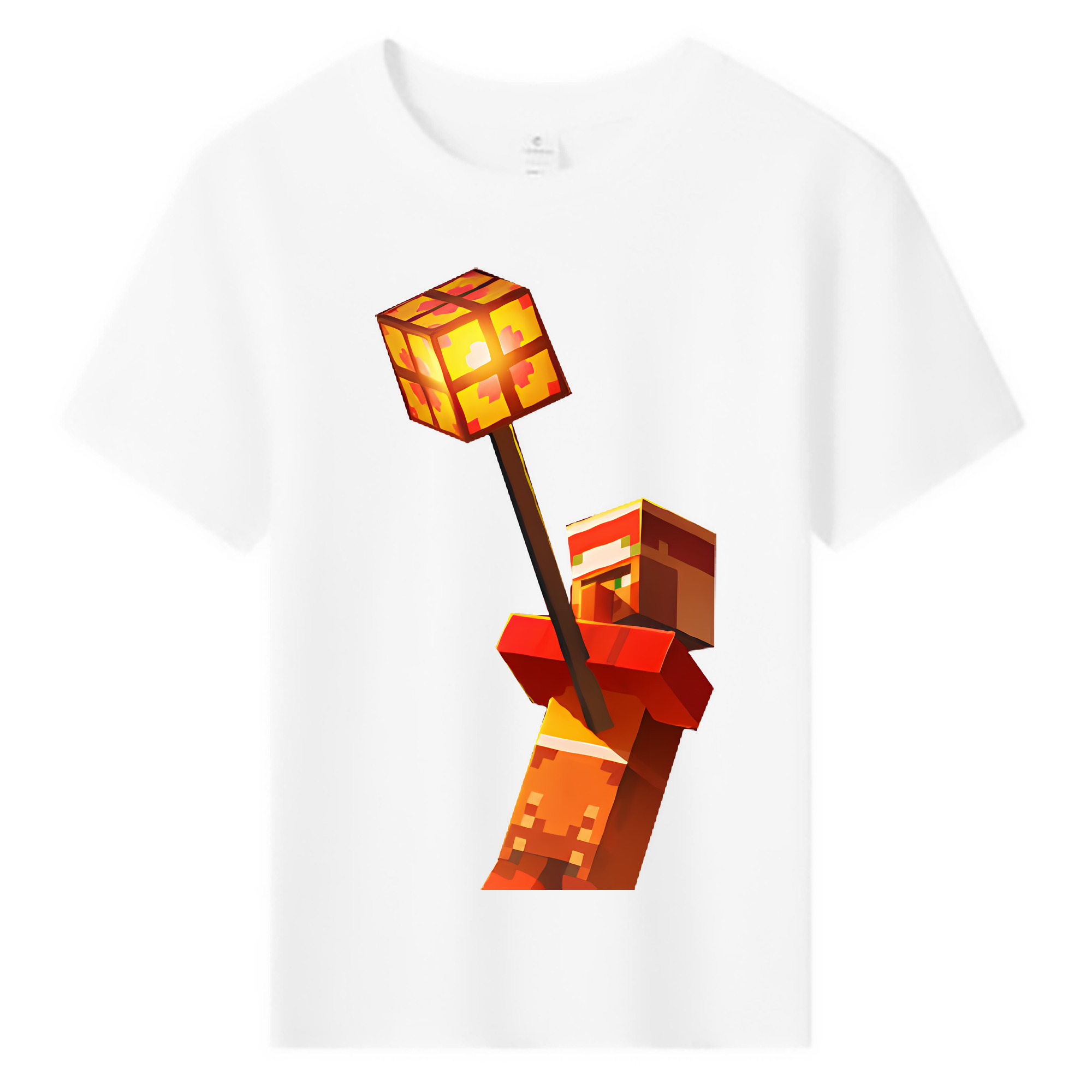 （画像用） マインクラフト ブロックの世界 Minecraft MC Block world 綿100％キッズTシャツ（フロントプリント）