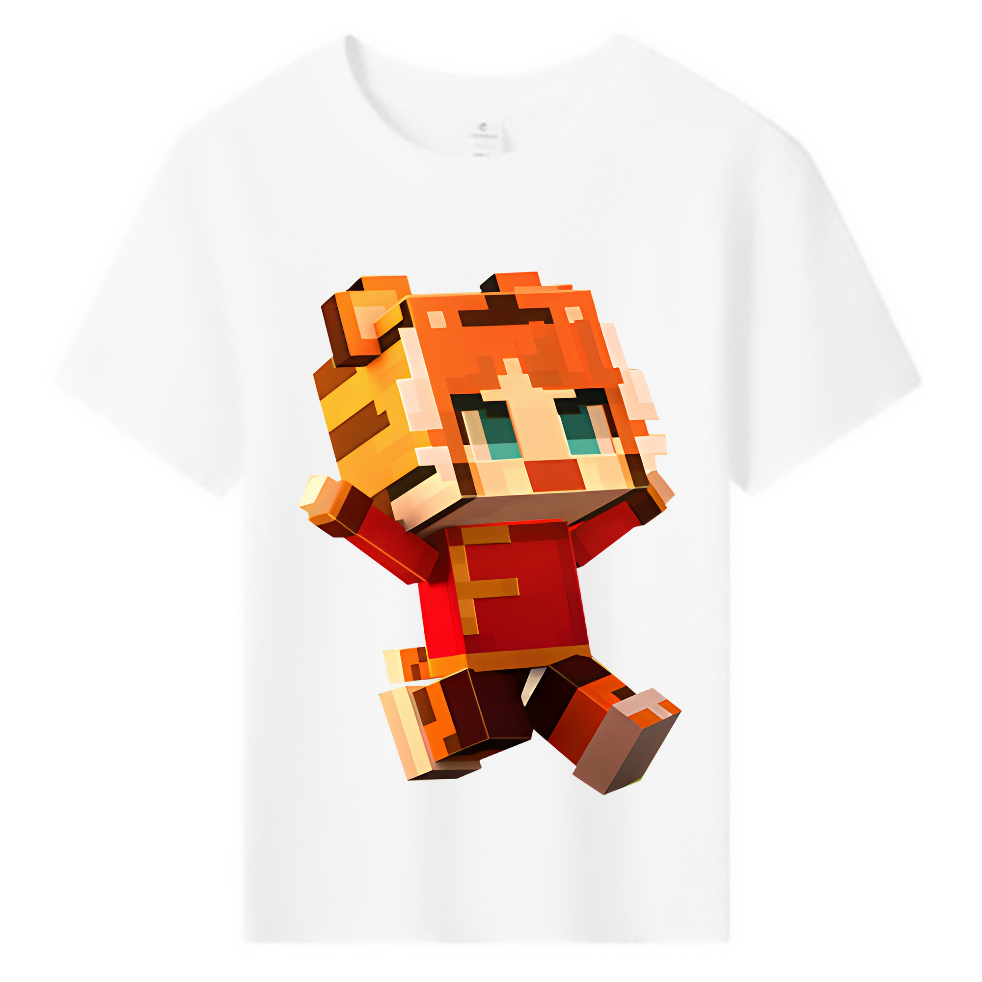 （画像用） マインクラフト ブロックの世界 Minecraft MC Block world 綿100％キッズTシャツ（フロントプリント）