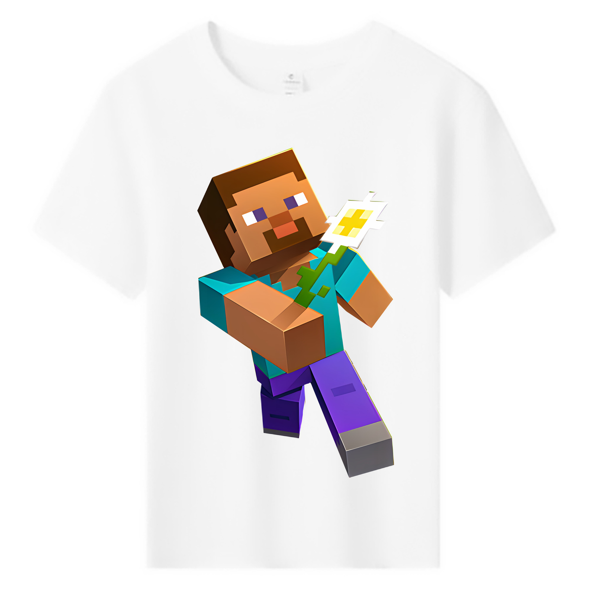 （画像用） マインクラフト ブロックの世界 Minecraft MC Block world 綿100％キッズTシャツ（フロントプリント）