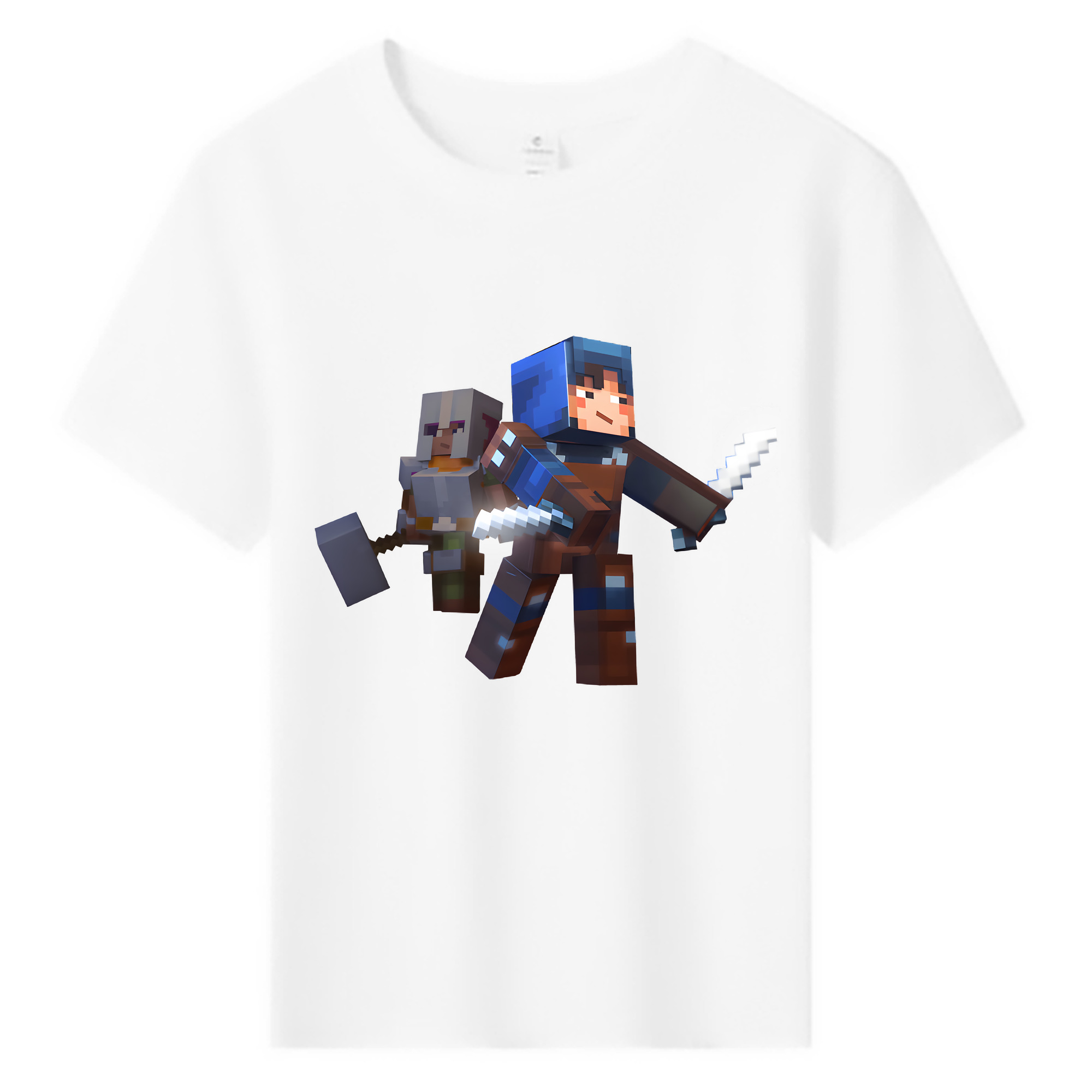 （画像用） マインクラフト ブロックの世界 Minecraft MC Block world 綿100％キッズTシャツ（フロントプリント）