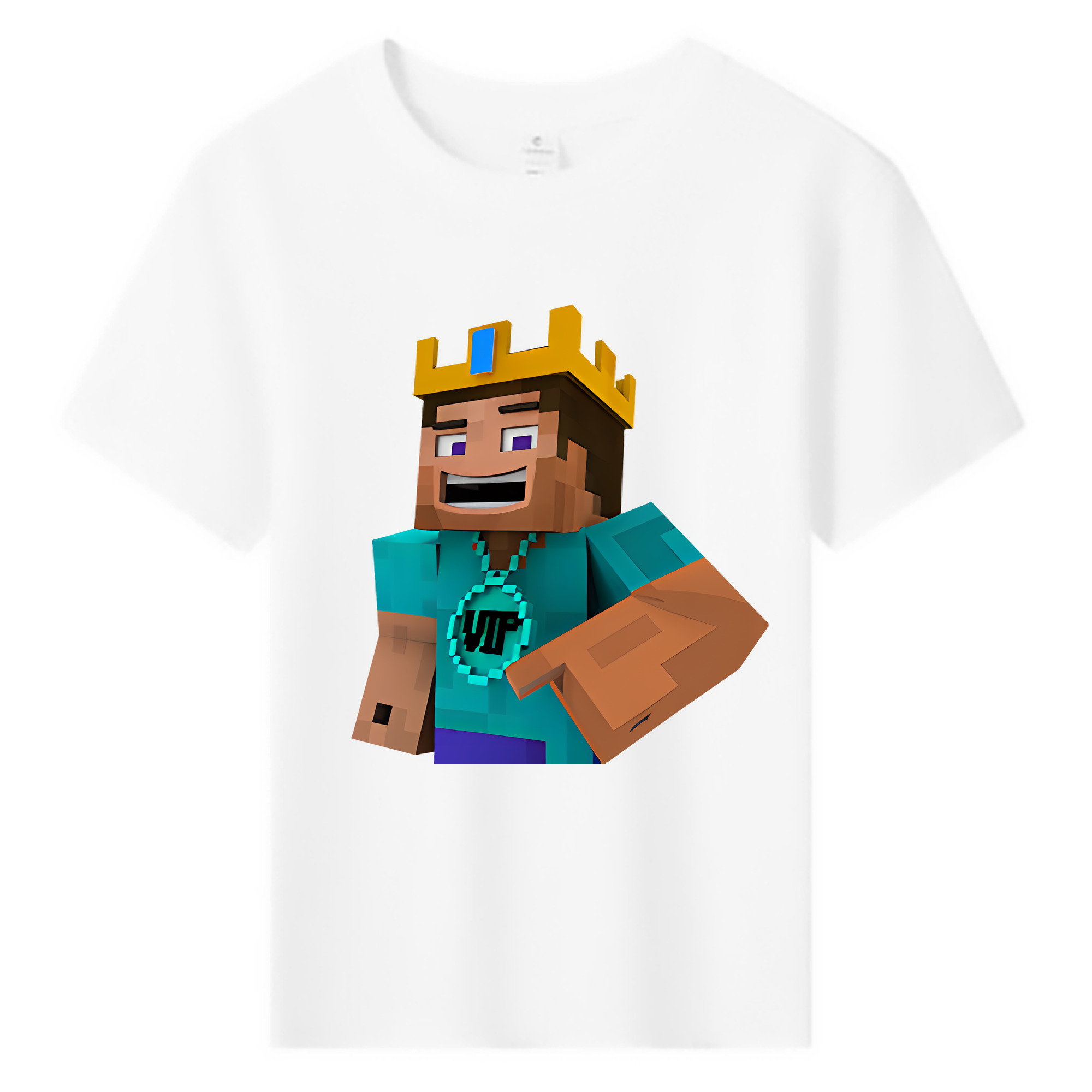 （画像用） マインクラフト ブロックの世界 Minecraft MC Block world 綿100％キッズTシャツ（フロントプリント）