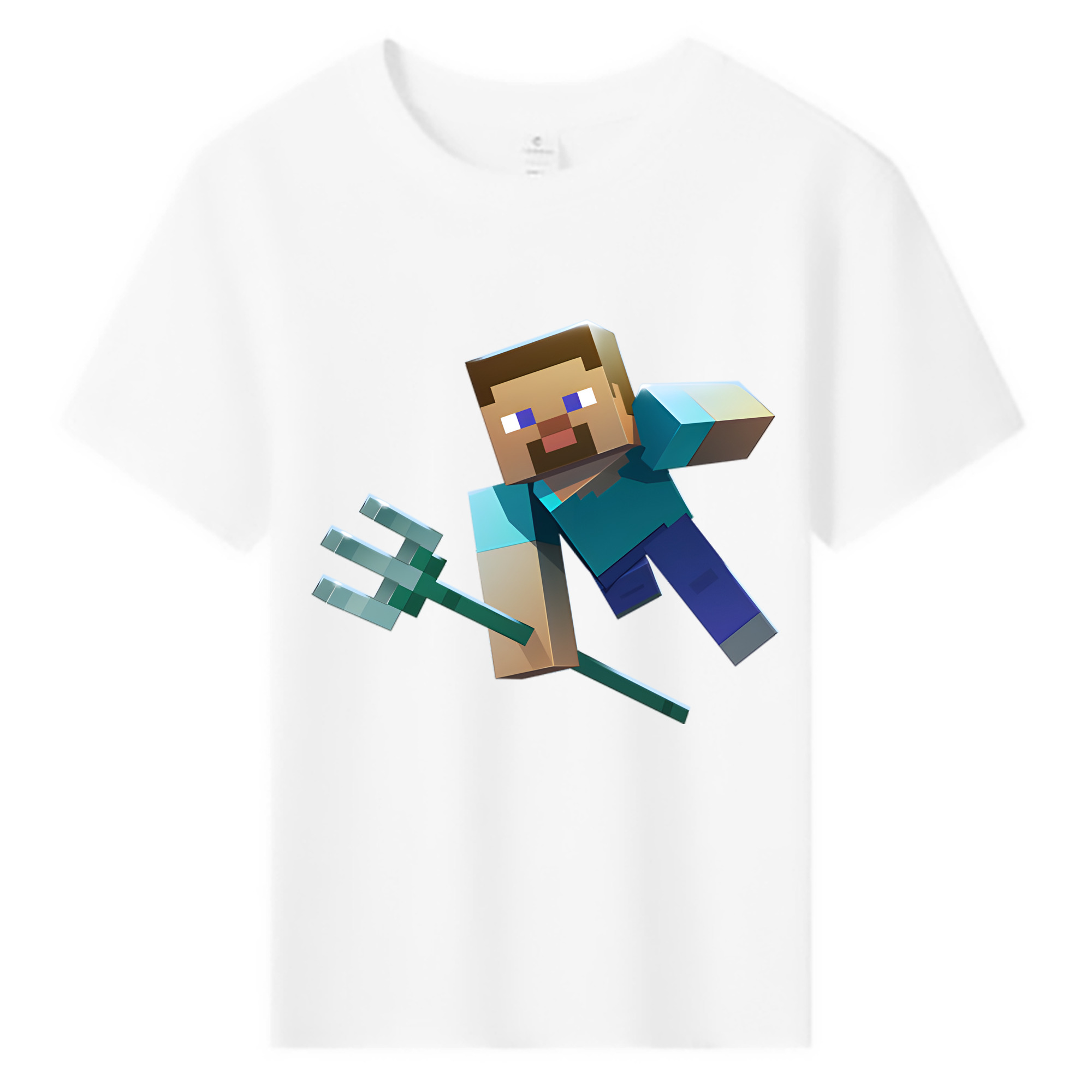 （画像用） マインクラフト ブロックの世界 Minecraft MC Block world 綿100％キッズTシャツ（フロントプリント）