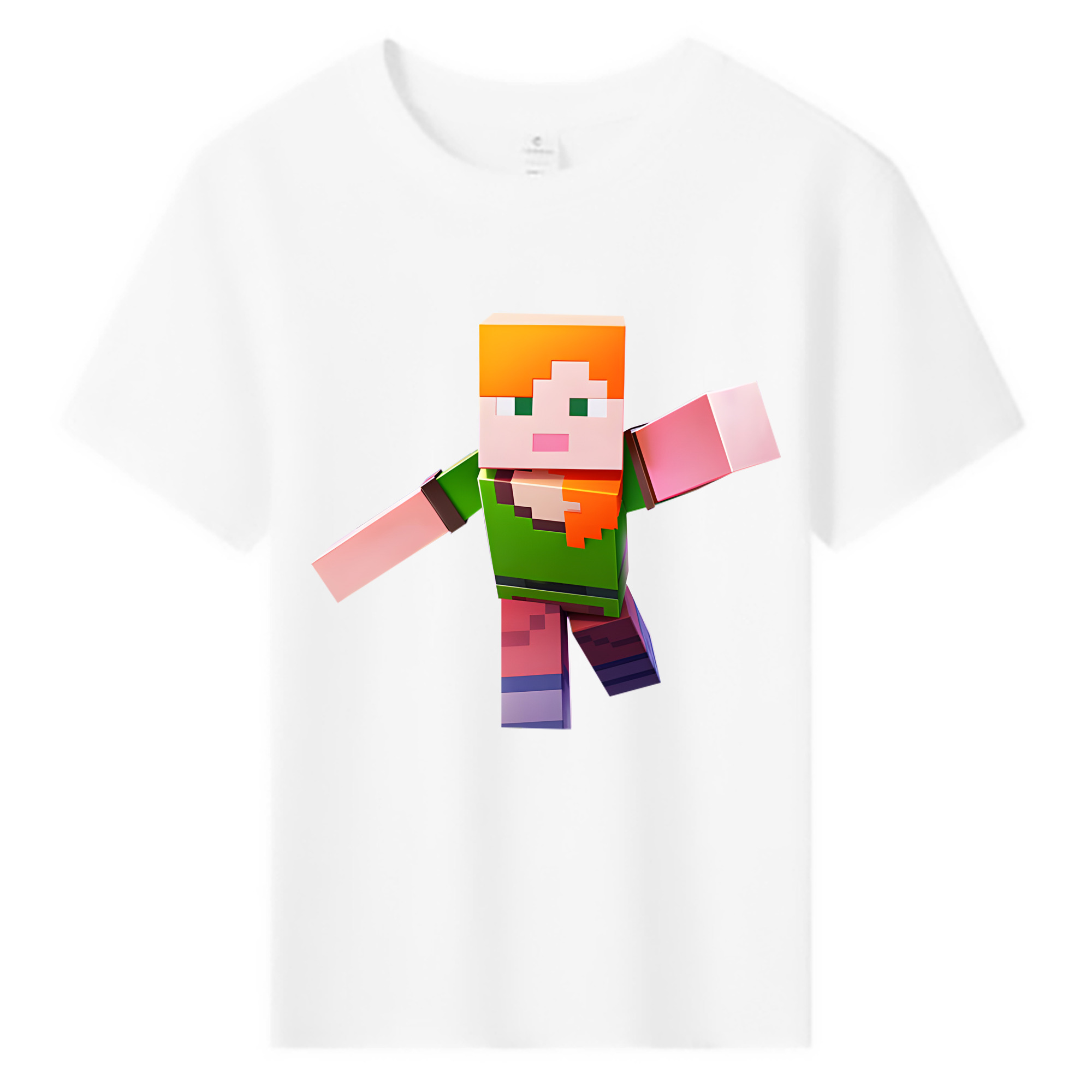 （画像用） マインクラフト ブロックの世界 Minecraft MC Block world 綿100％キッズTシャツ（フロントプリント）