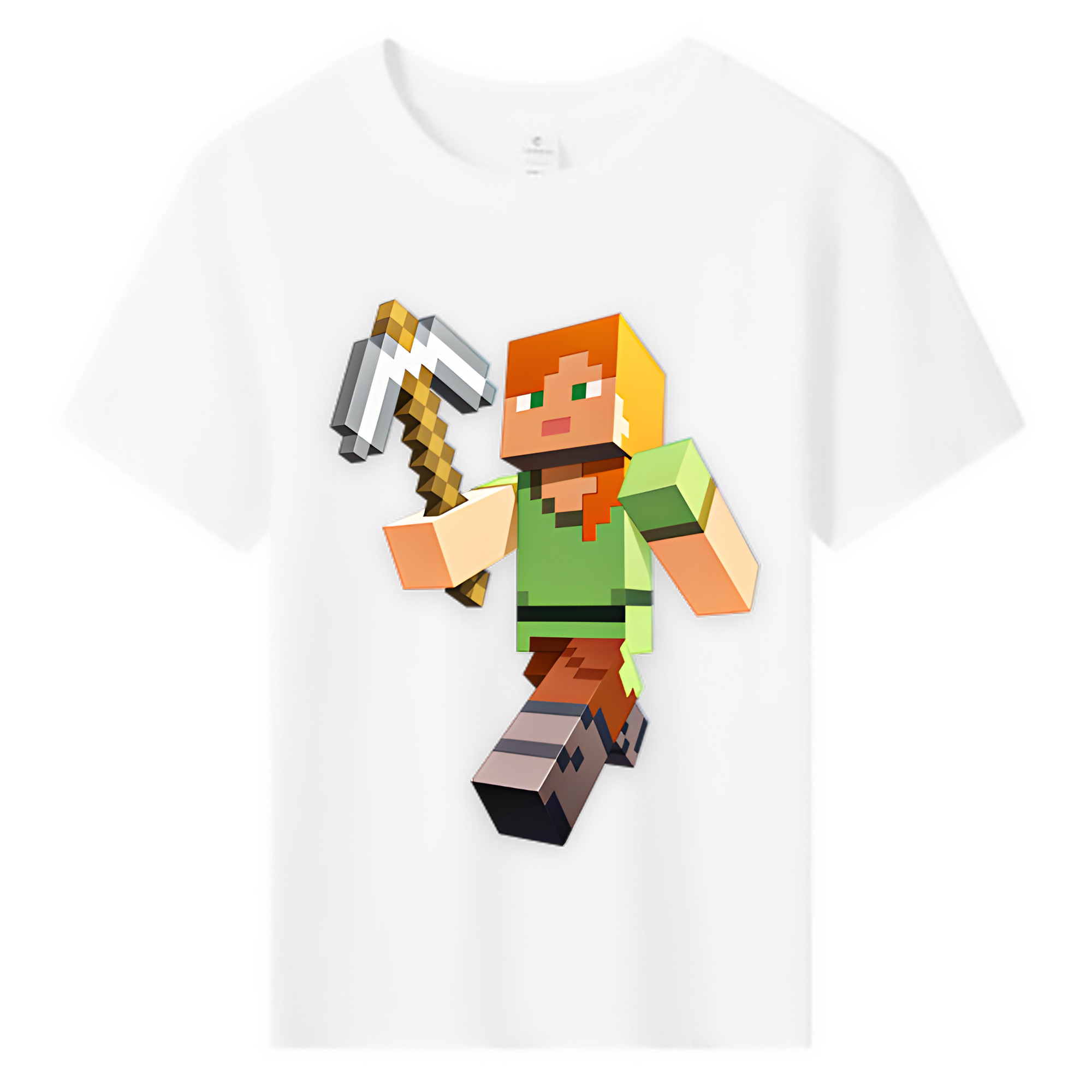 （画像用） マインクラフト ブロックの世界 Minecraft MC Block world 綿100％キッズTシャツ（フロントプリント）