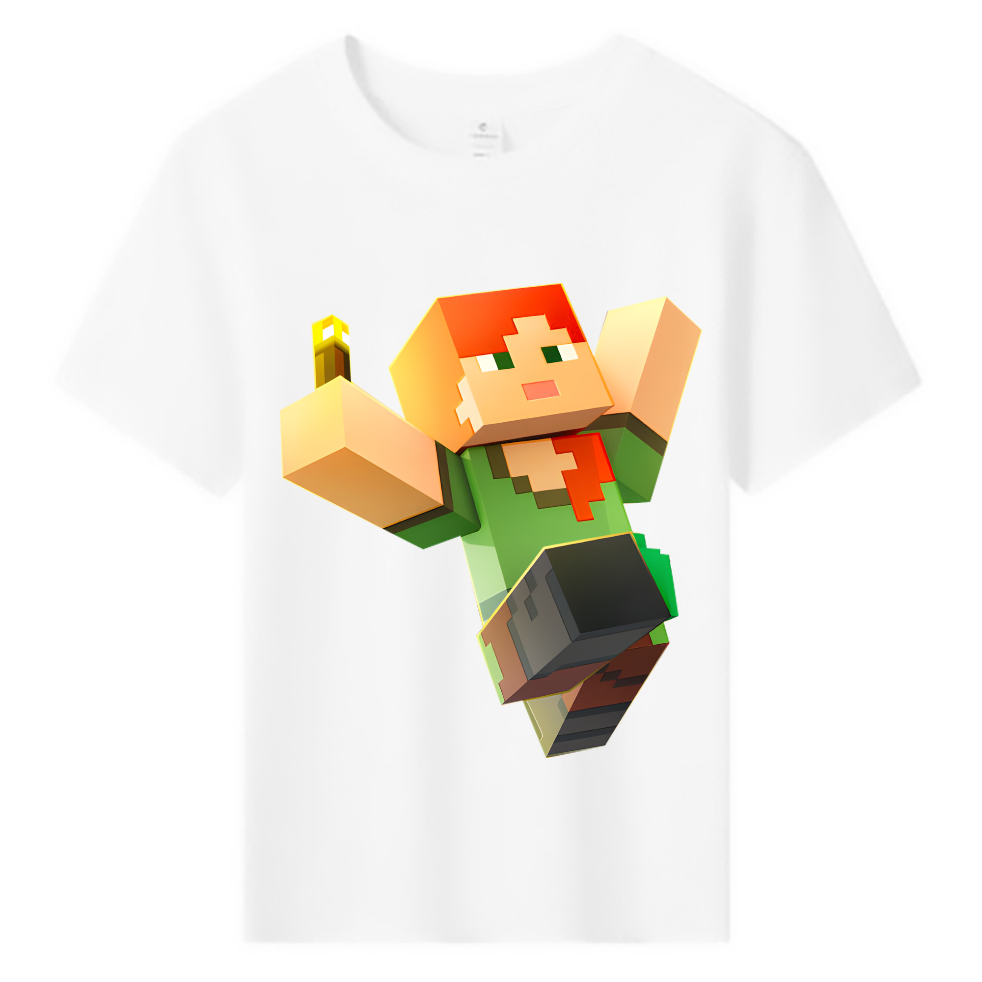 （画像用） マインクラフト ブロックの世界 Minecraft MC Block world 綿100％キッズTシャツ（フロントプリント）