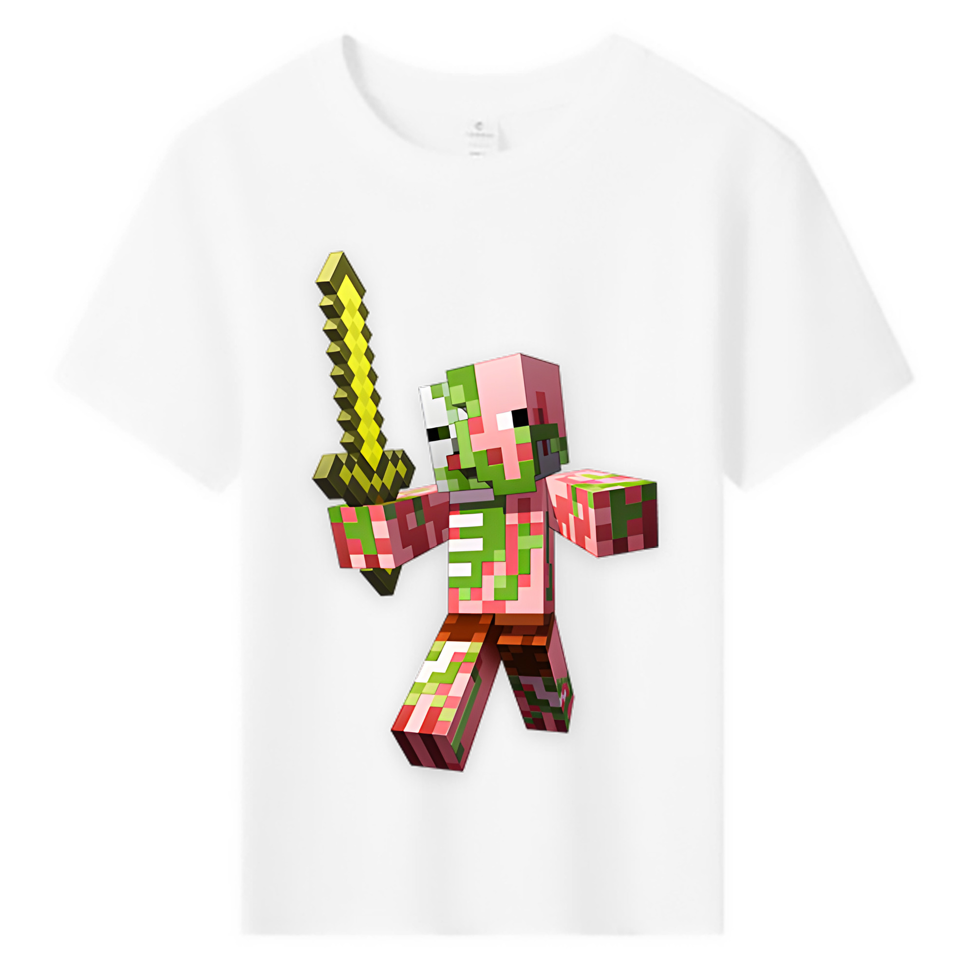 （画像用） マインクラフト ブロックの世界 Minecraft MC Block world 綿100％キッズTシャツ（フロントプリント）