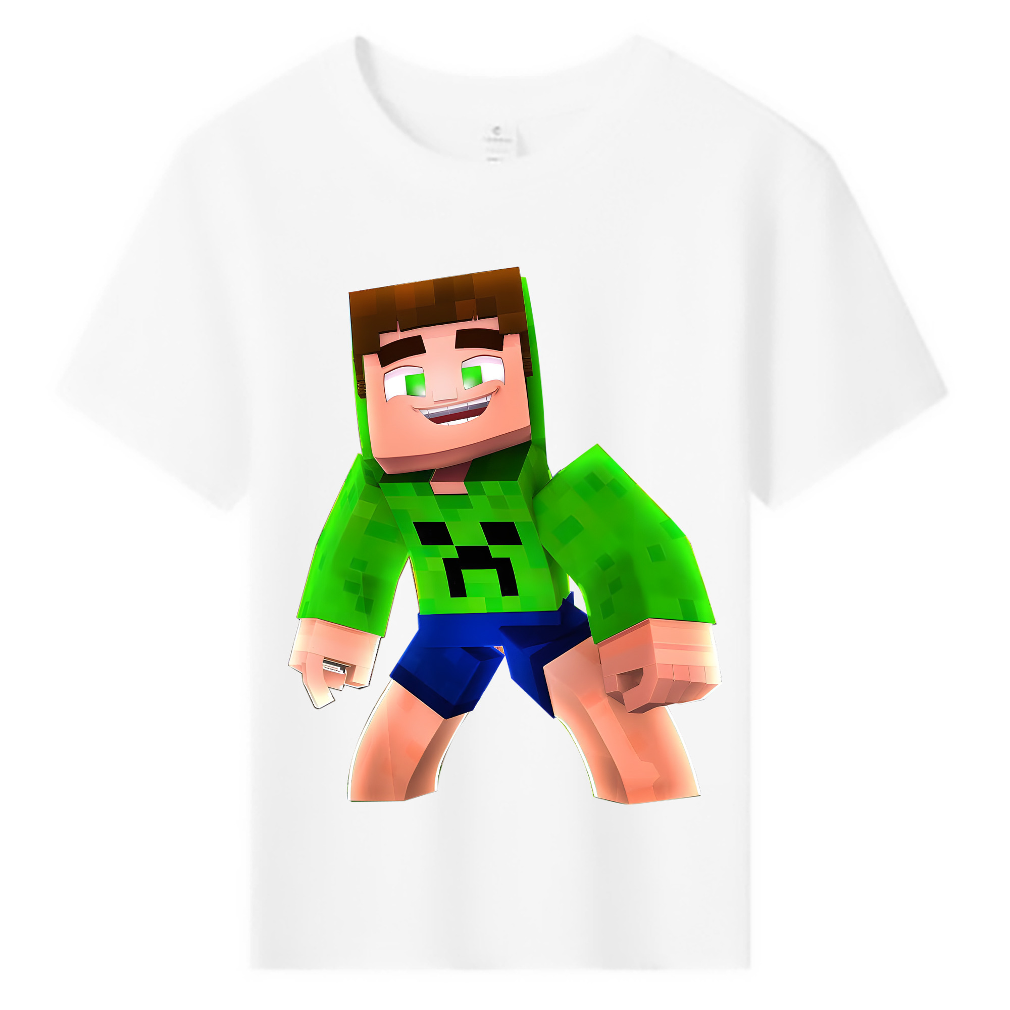 （画像用） マインクラフト ブロックの世界 Minecraft MC Block world 綿100％キッズTシャツ（フロントプリント）