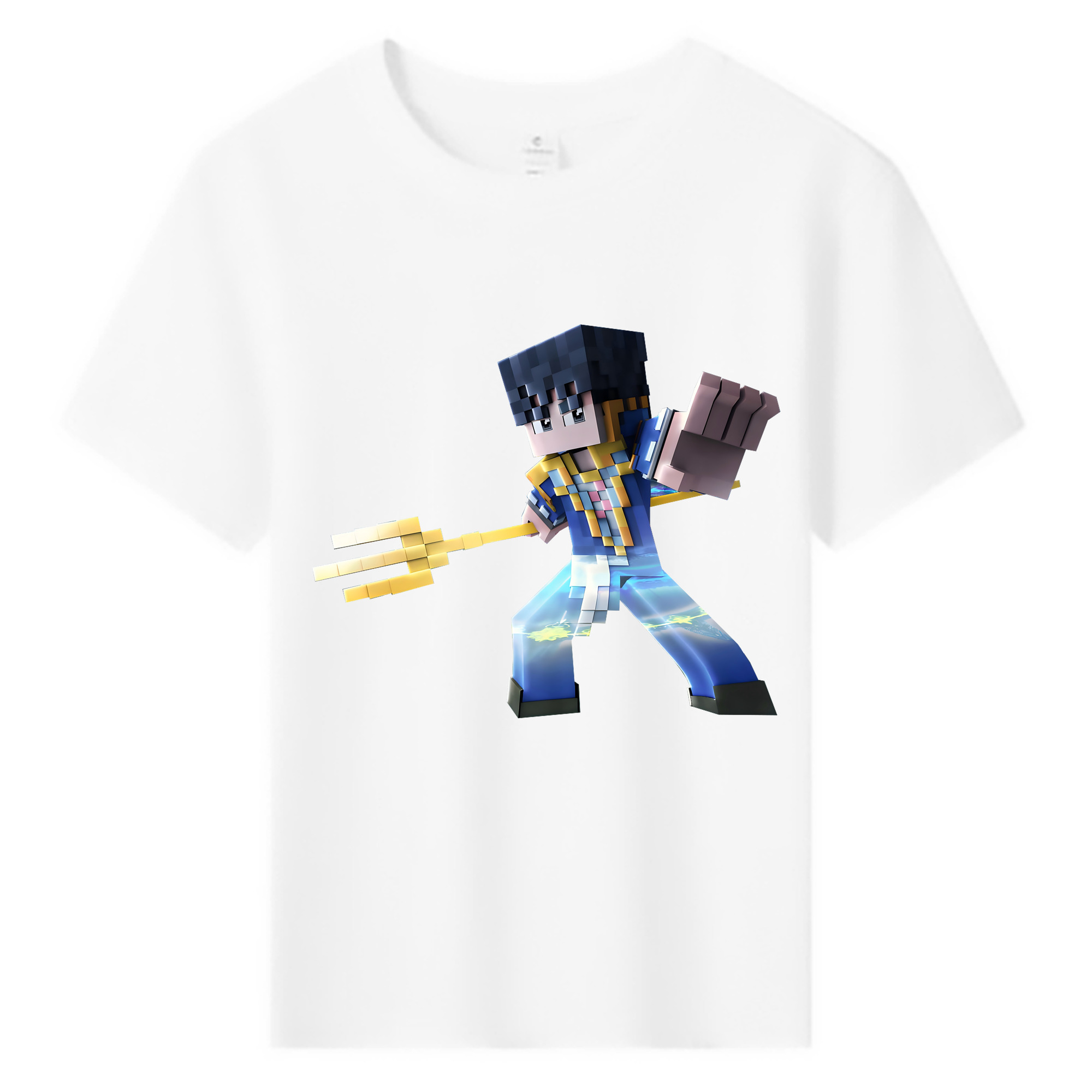 （画像用） マインクラフト ブロックの世界 Minecraft MC Block world 綿100％キッズTシャツ（フロントプリント）